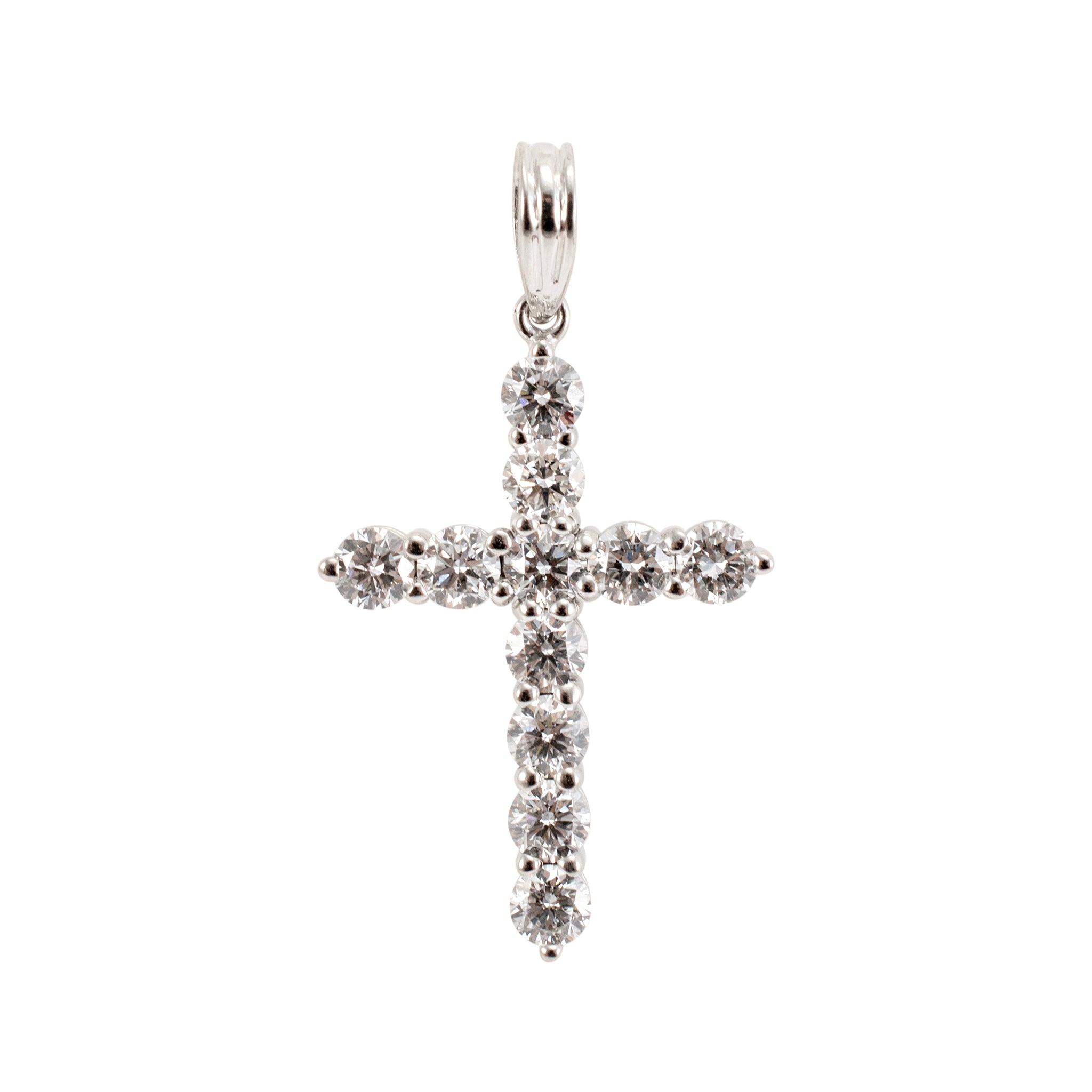 14K White Gold Lab Grown Diamond Cross Pendant