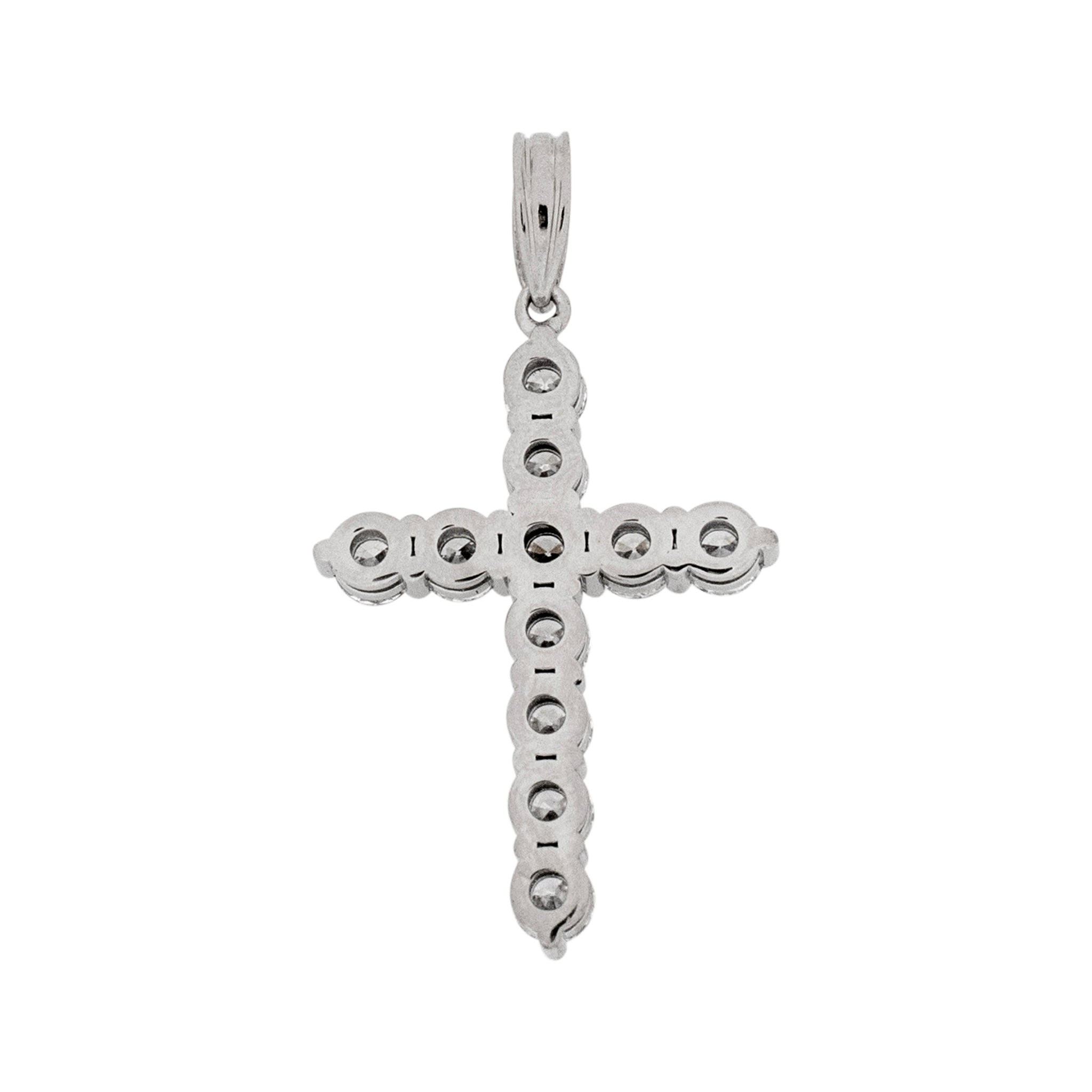 14K White Gold Lab Grown Diamond Cross Pendant