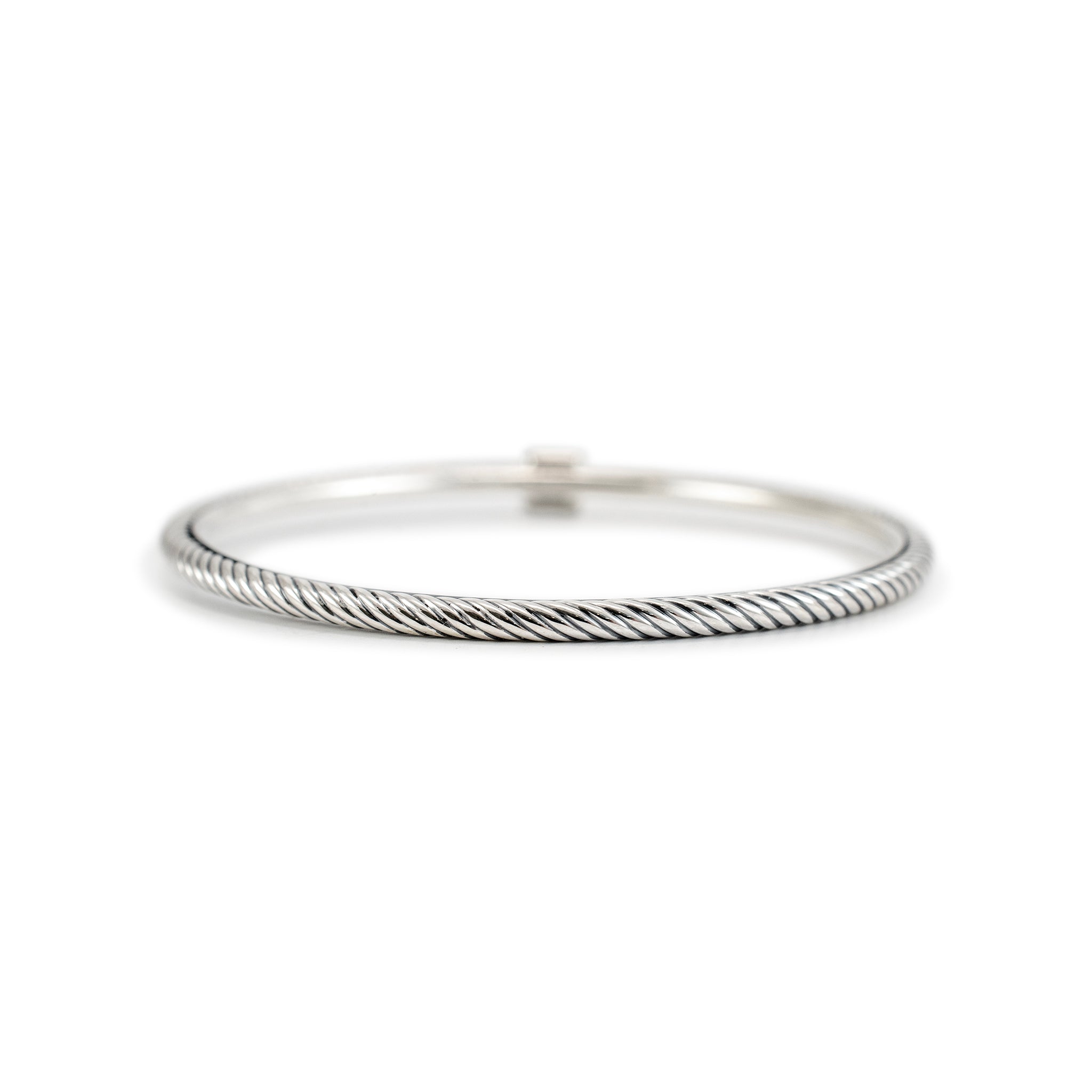 David Yurman 925 Sterling Silver Confetti Pave Diamond Cable Bangle Bracelet