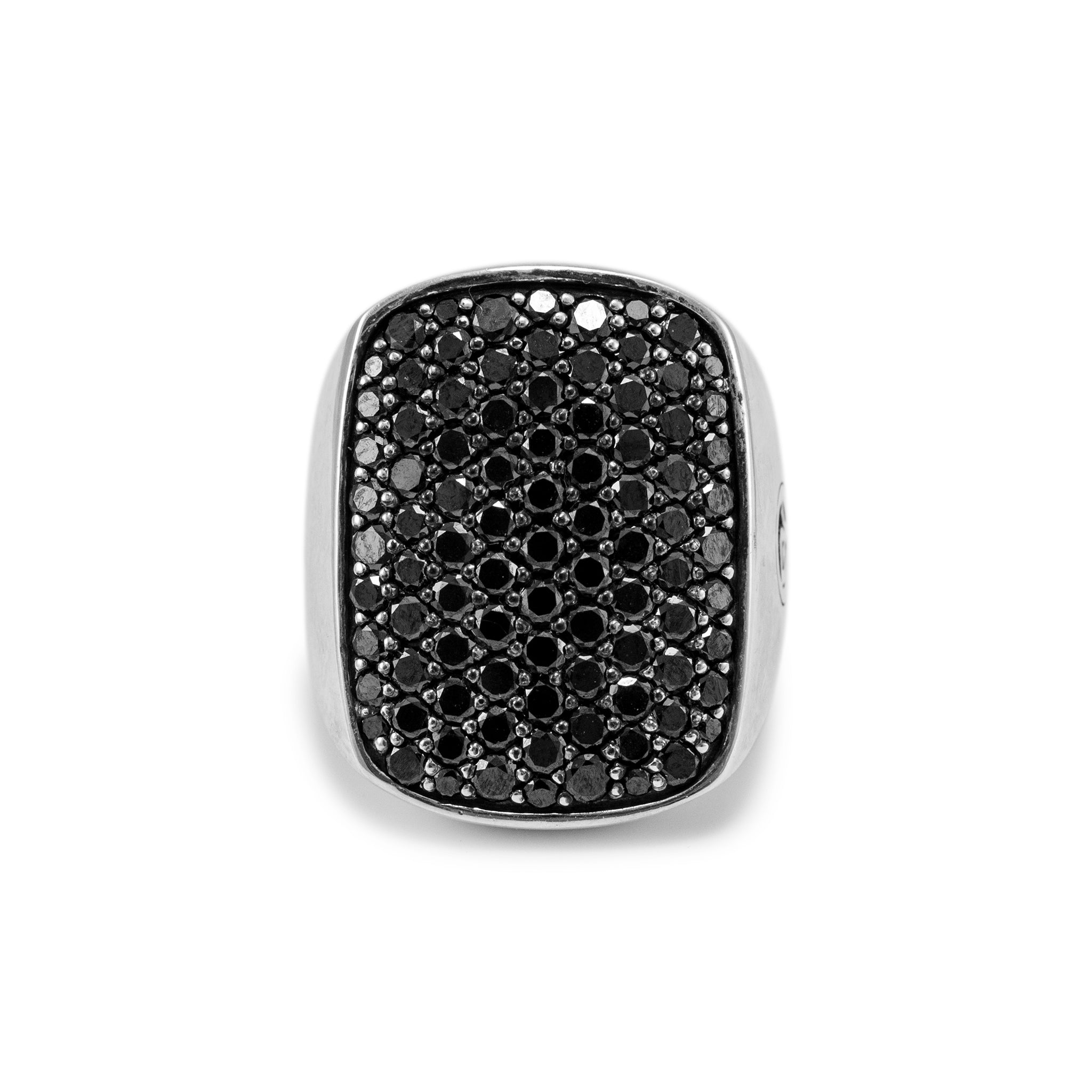David Yurman 925 Sterling Silver Pave Black Diamonds Cocktail Ring