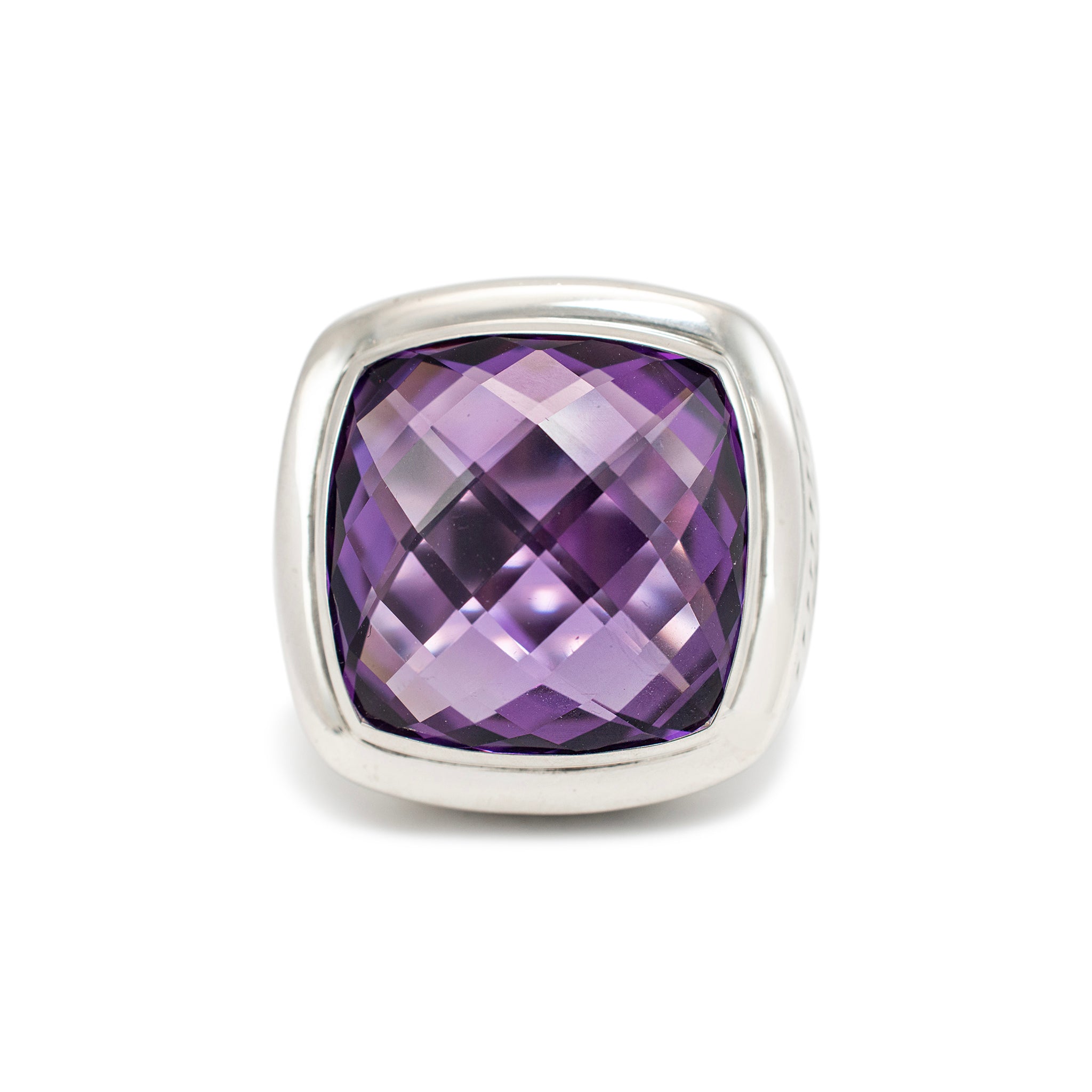 David Yurman 925 Sterling Silver Amethyst Albion Cocktail Ring