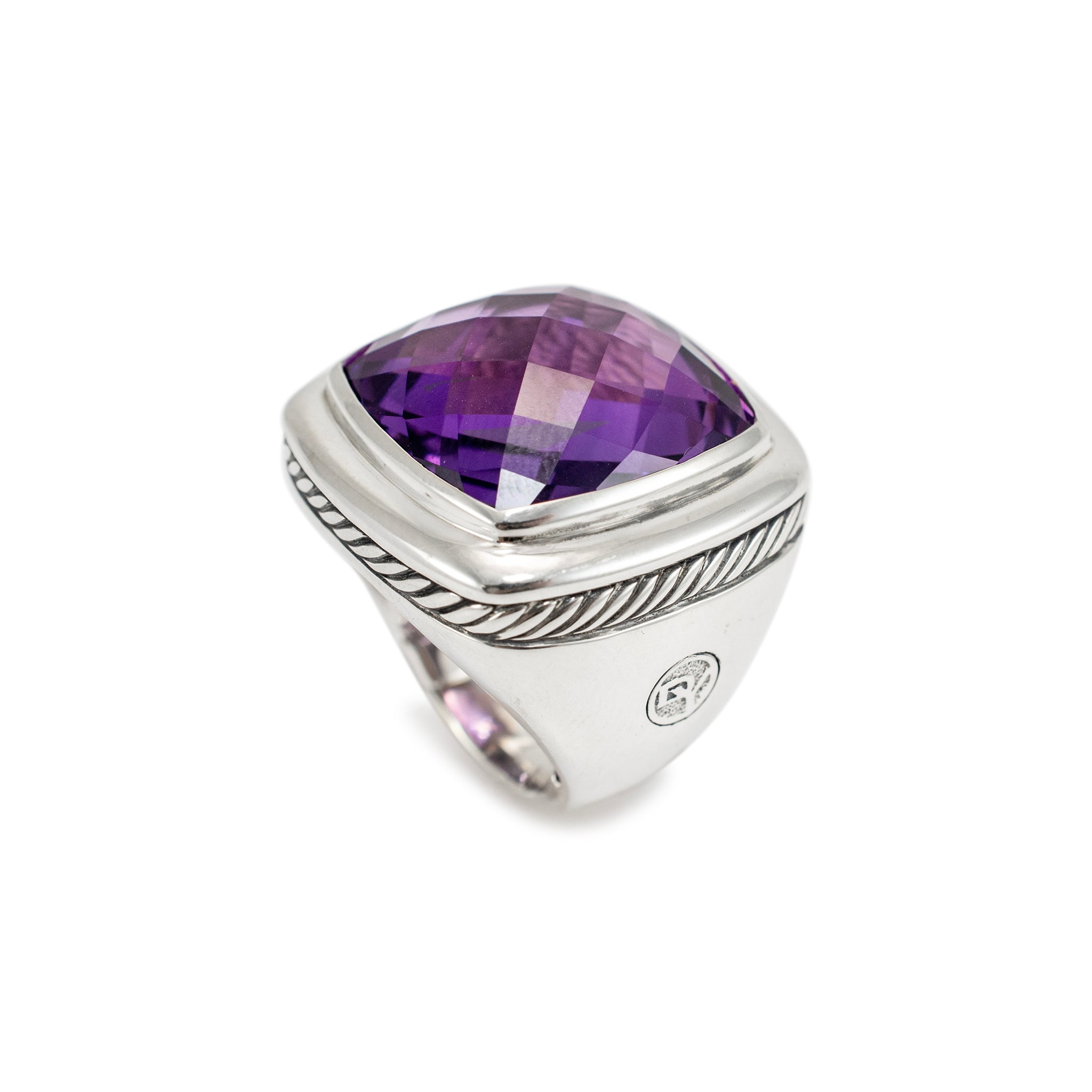 David Yurman 925 Sterling Silver Amethyst Albion Cocktail Ring
