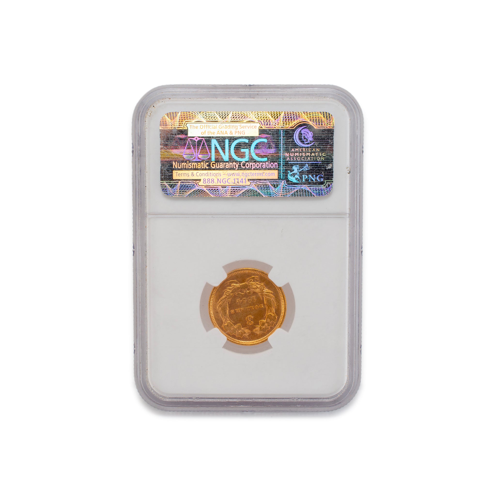 1854 NGC AU55 Gold $3 Indian Princess Head Coin