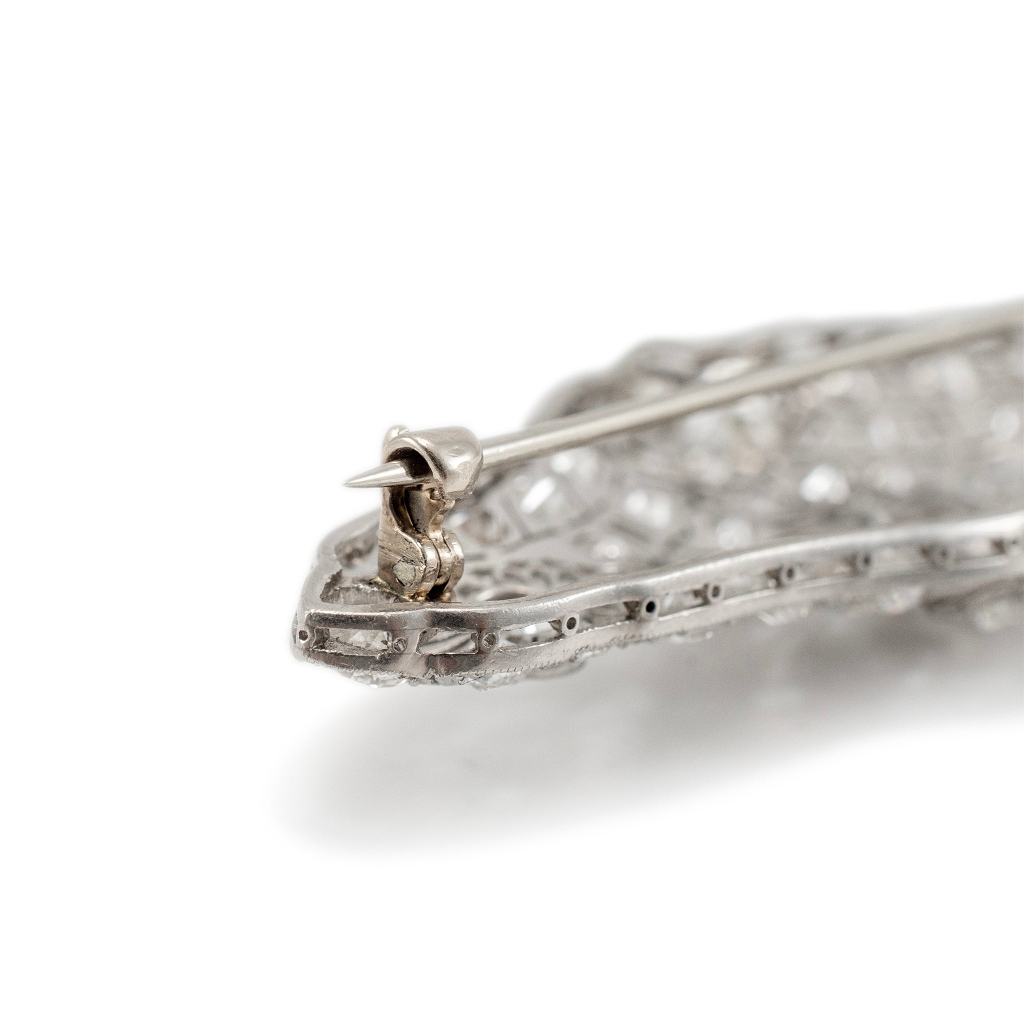 Antique Platinum Filitgreed Old European Cut Diamond Brooch Pendant