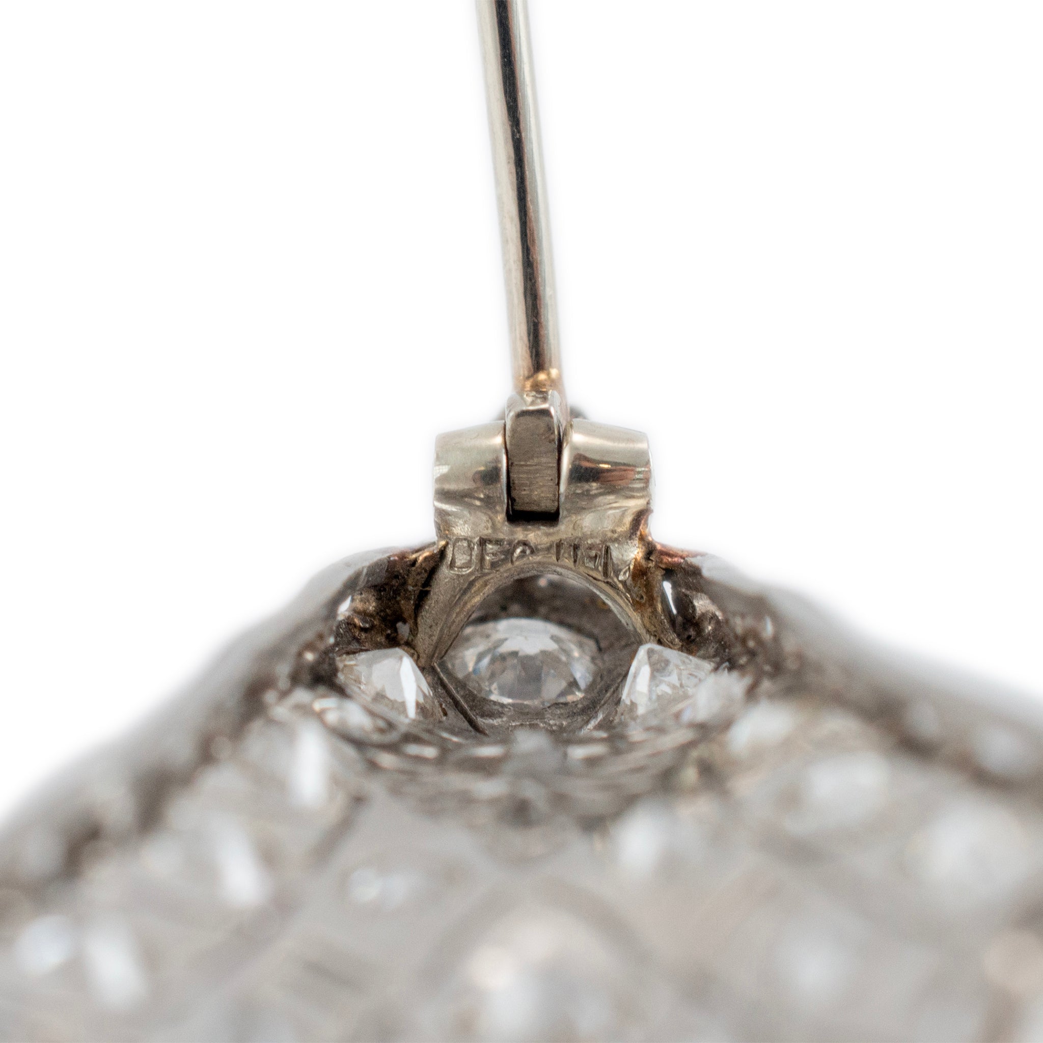 Antique Platinum Filitgreed Old European Cut Diamond Brooch Pendant