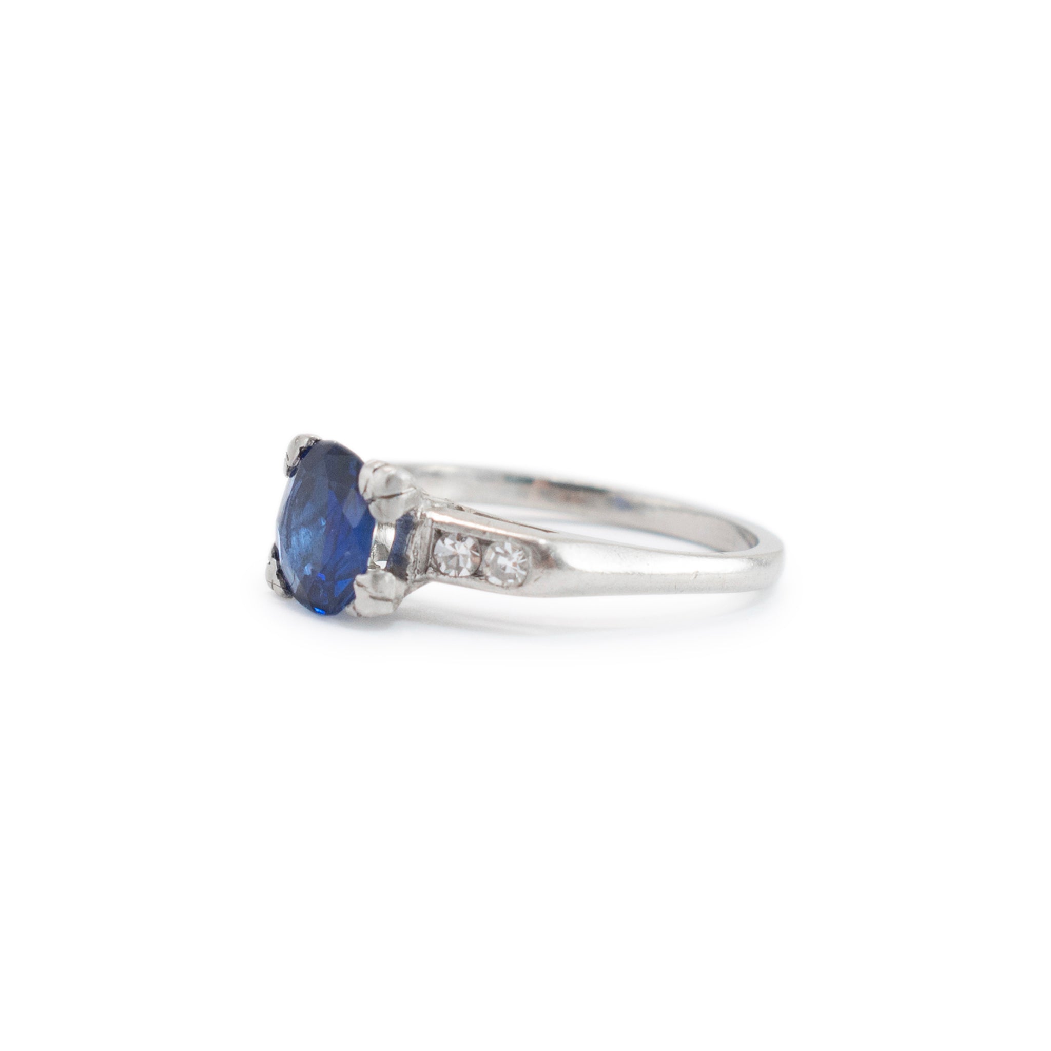 Vintage Platinum GIA Cambodia No Heat Sapphire Diamond Cocktail Ring