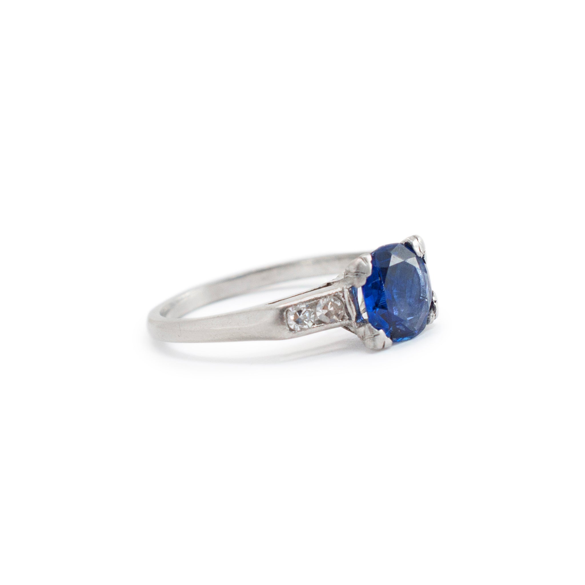 Vintage Platinum GIA Cambodia No Heat Sapphire Diamond Cocktail Ring