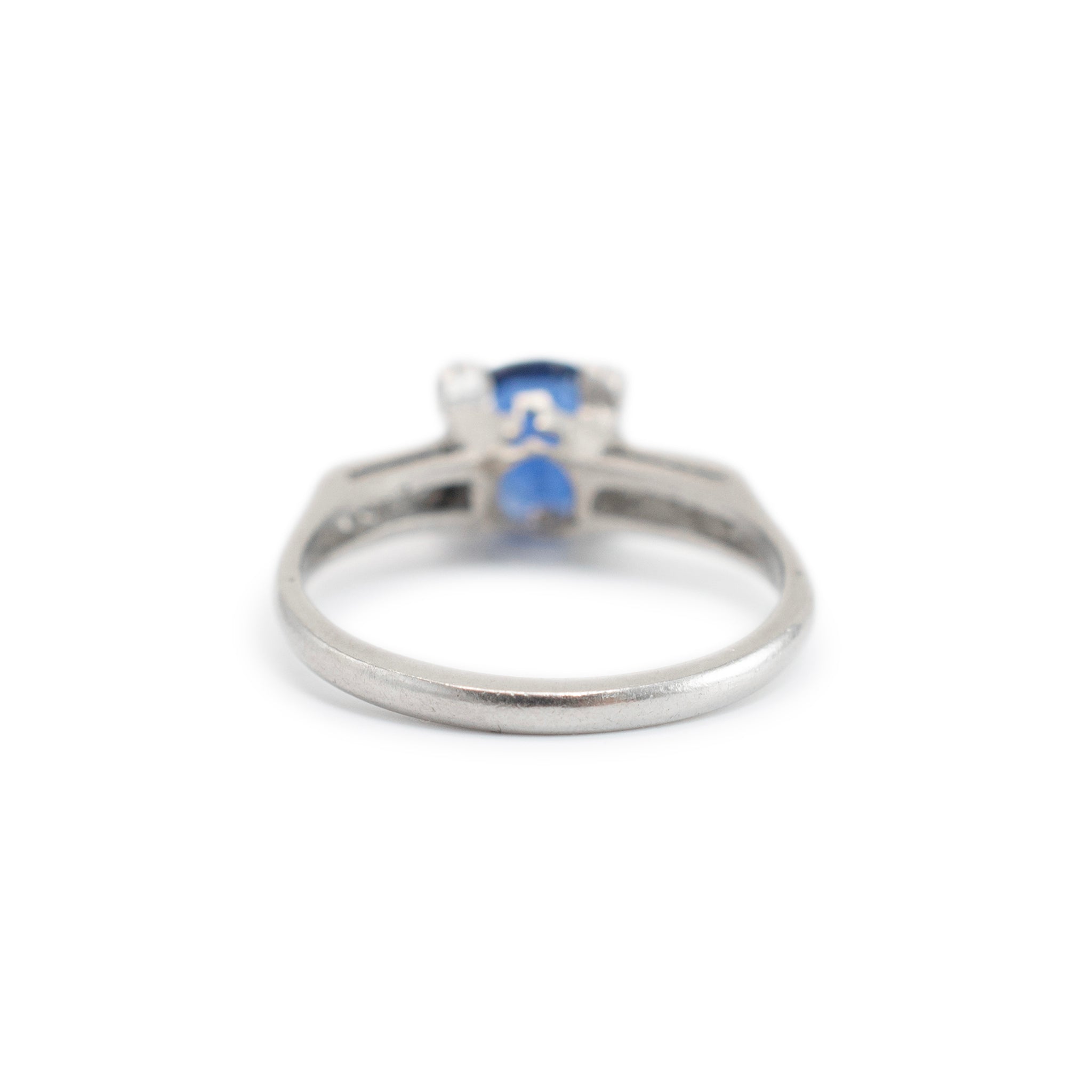 Vintage Platinum GIA Cambodia No Heat Sapphire Diamond Cocktail Ring