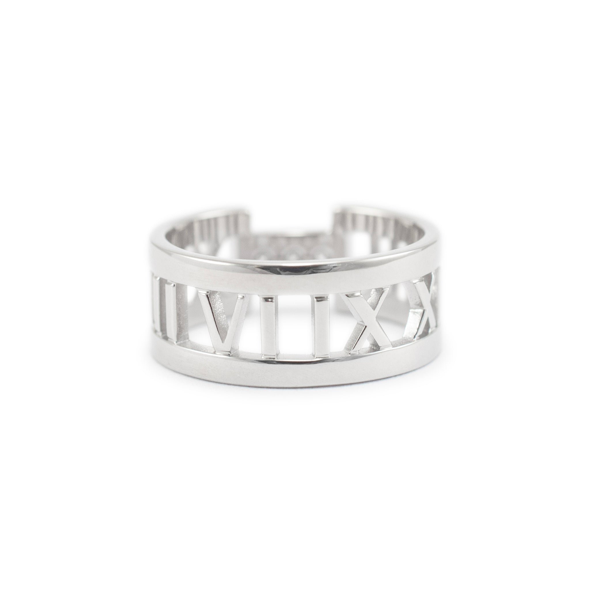 Tiffany & Co. Atlas 18K White Gold Three Diamond Open Band Ring