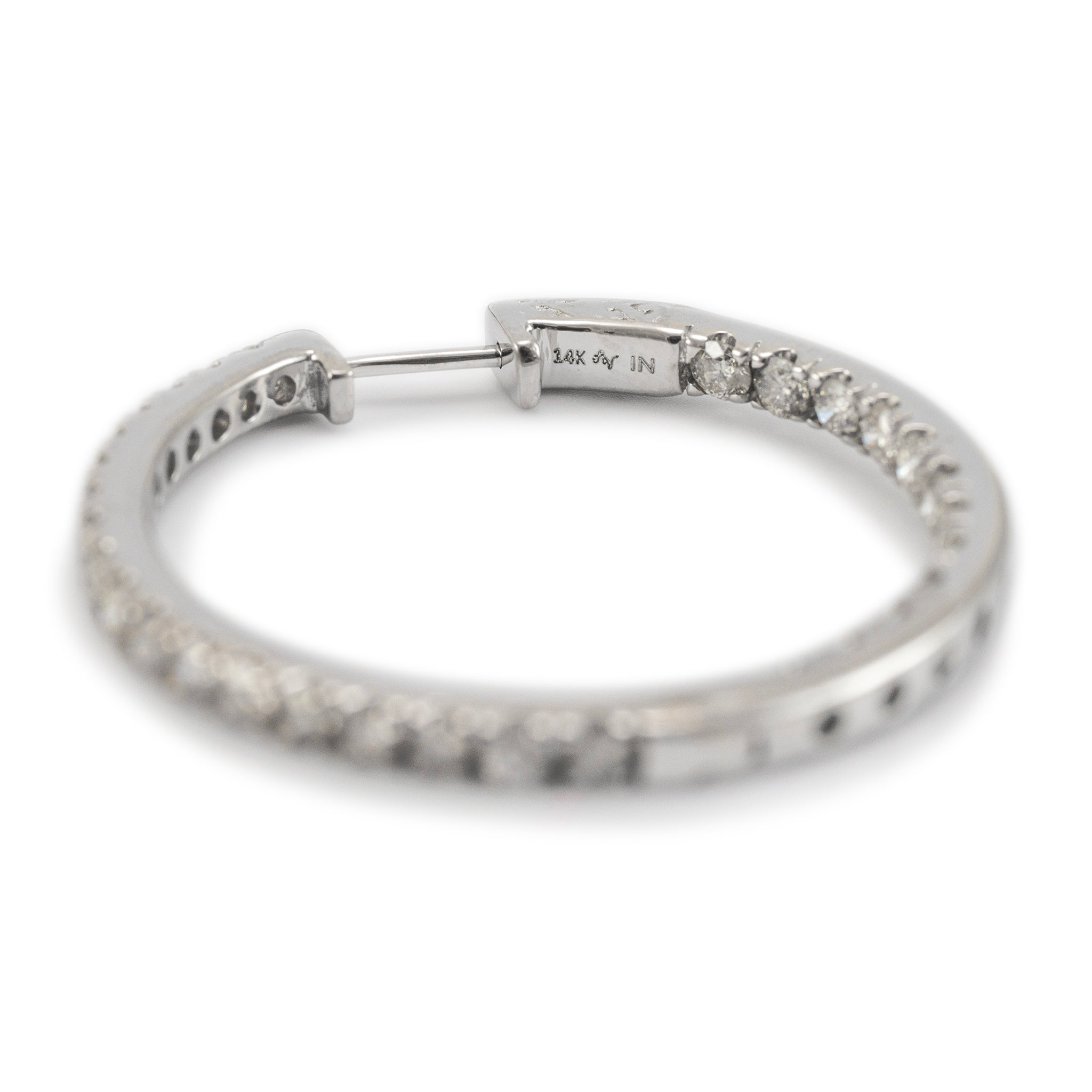Ladies 14K White Gold Inside Out Diamond Hoop Earrings