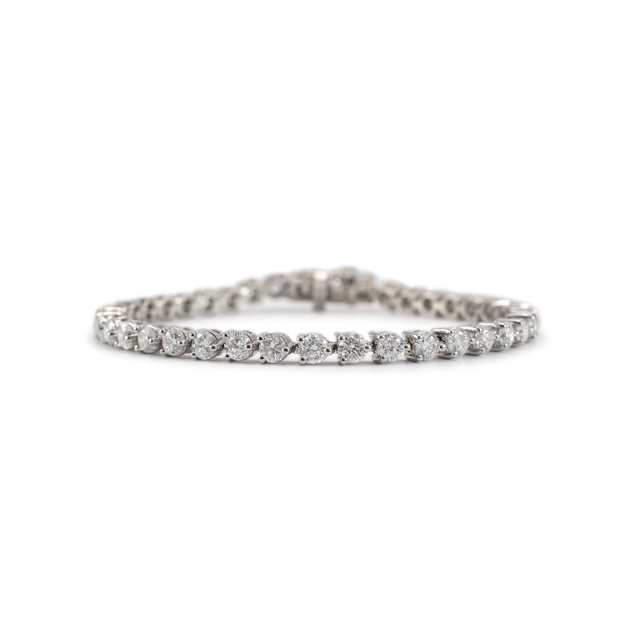 14K White Gold 3-Prong 6.86ct Diamond Tennis Bracelet