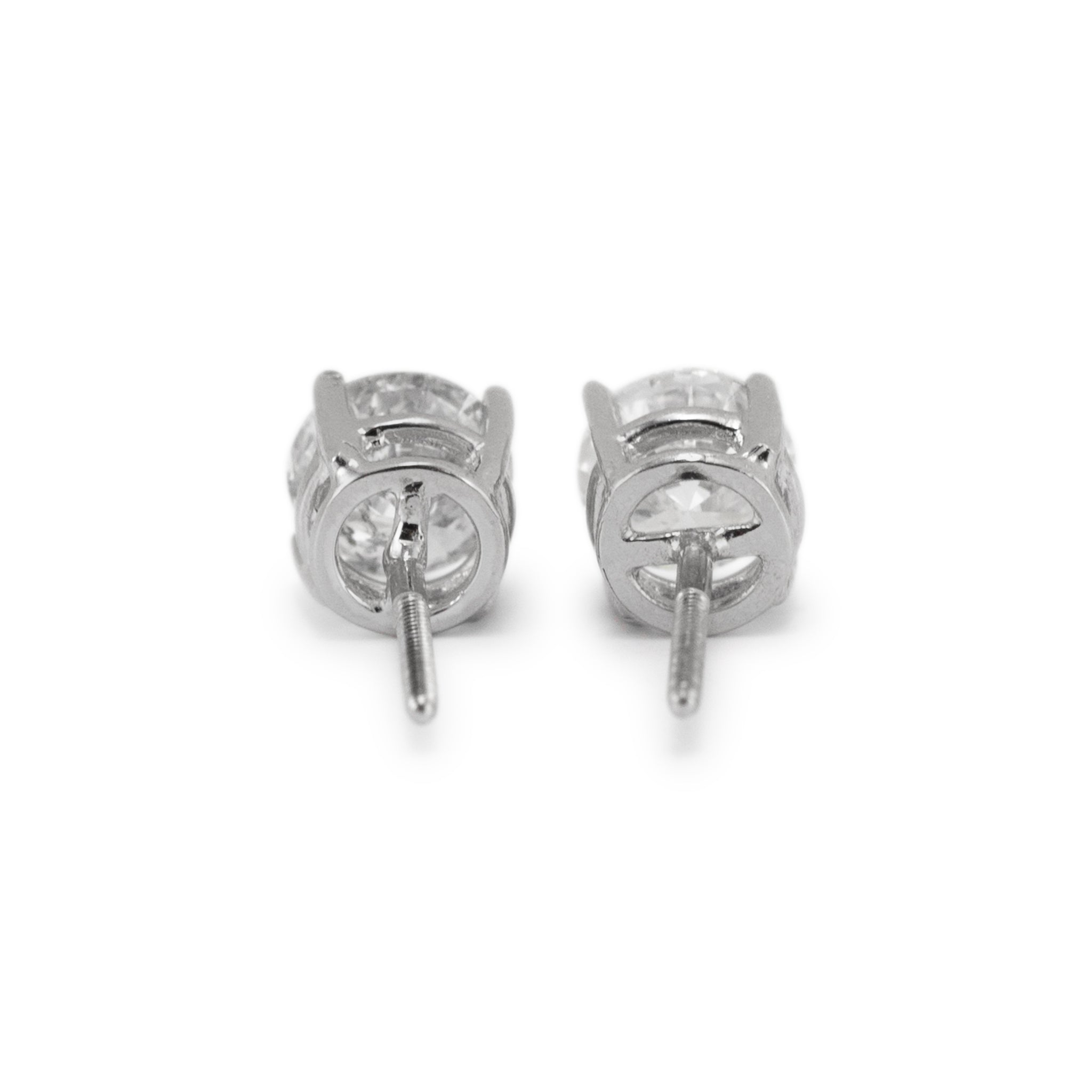 14K White Gold 4-Prong Screw Back 1.90ct Diamond Stud Earrings