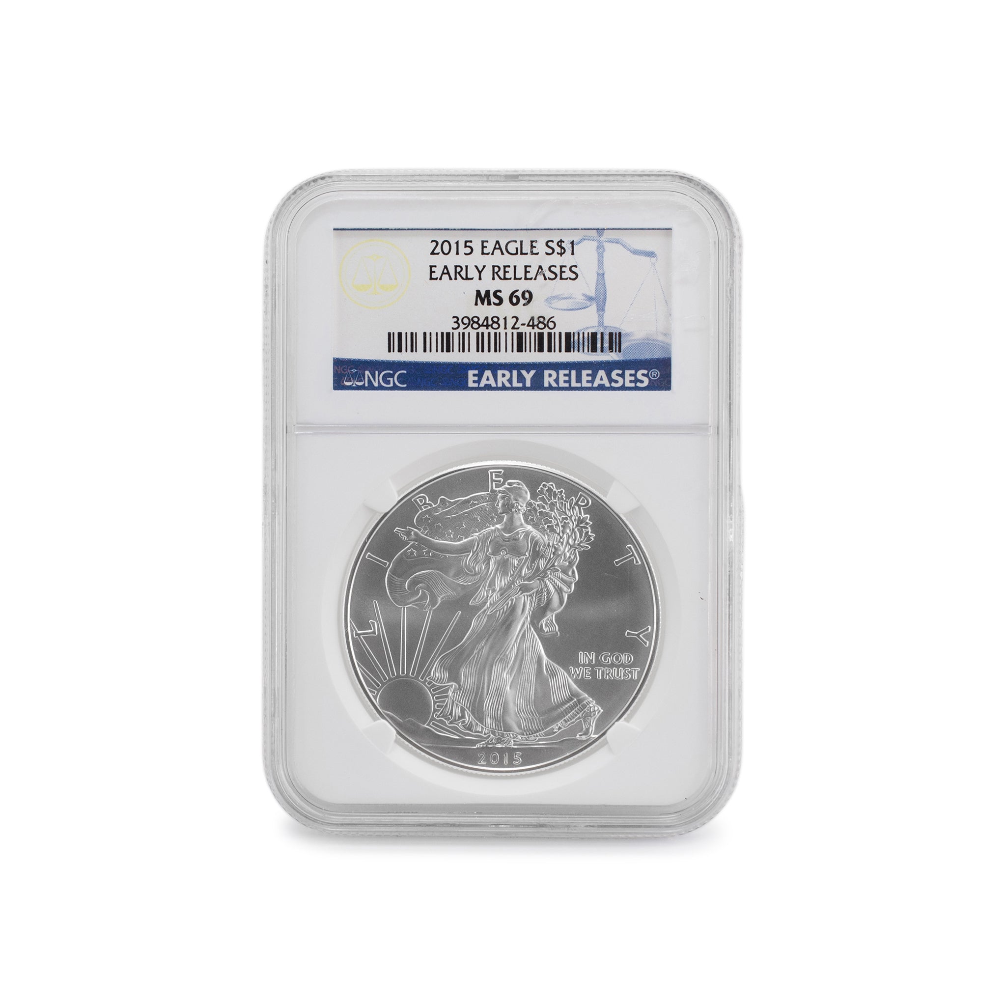 2015 1 Oz NGC MS69 1$ Fine 999 Silver American Eagle Liberty Coin