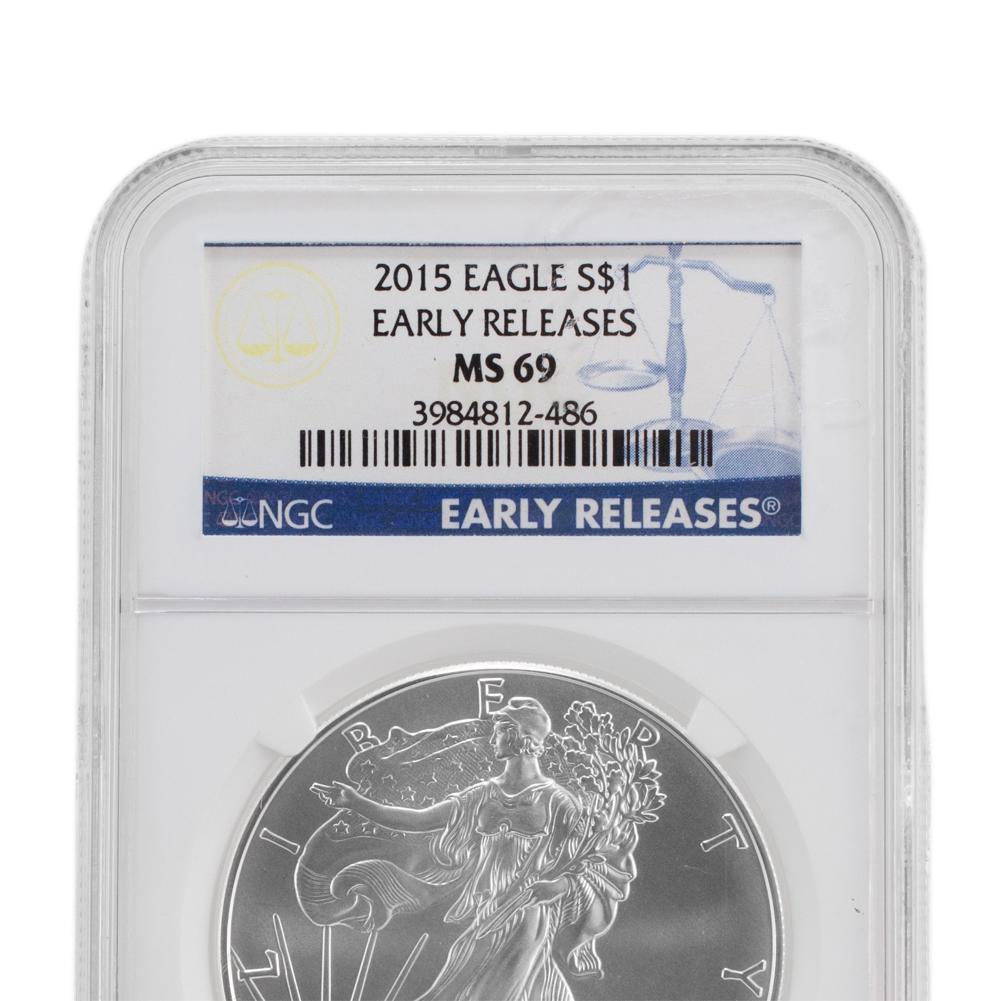 2015 1 Oz NGC MS69 1$ Fine 999 Silver American Eagle Liberty Coin