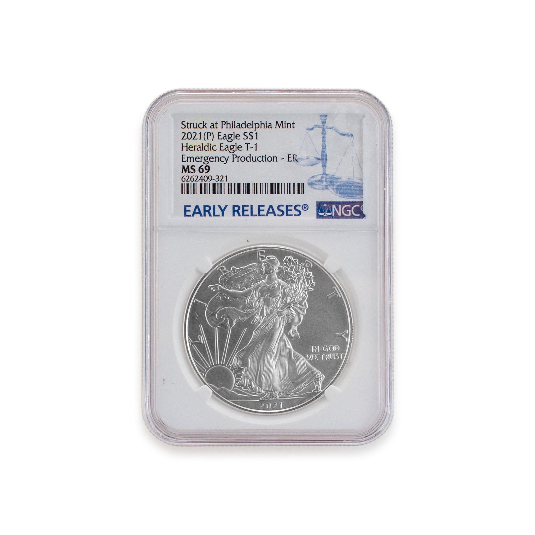 2021 (P) Silver Eagle NGC MS69 ER Emergency Struck at Philadelphia Mint