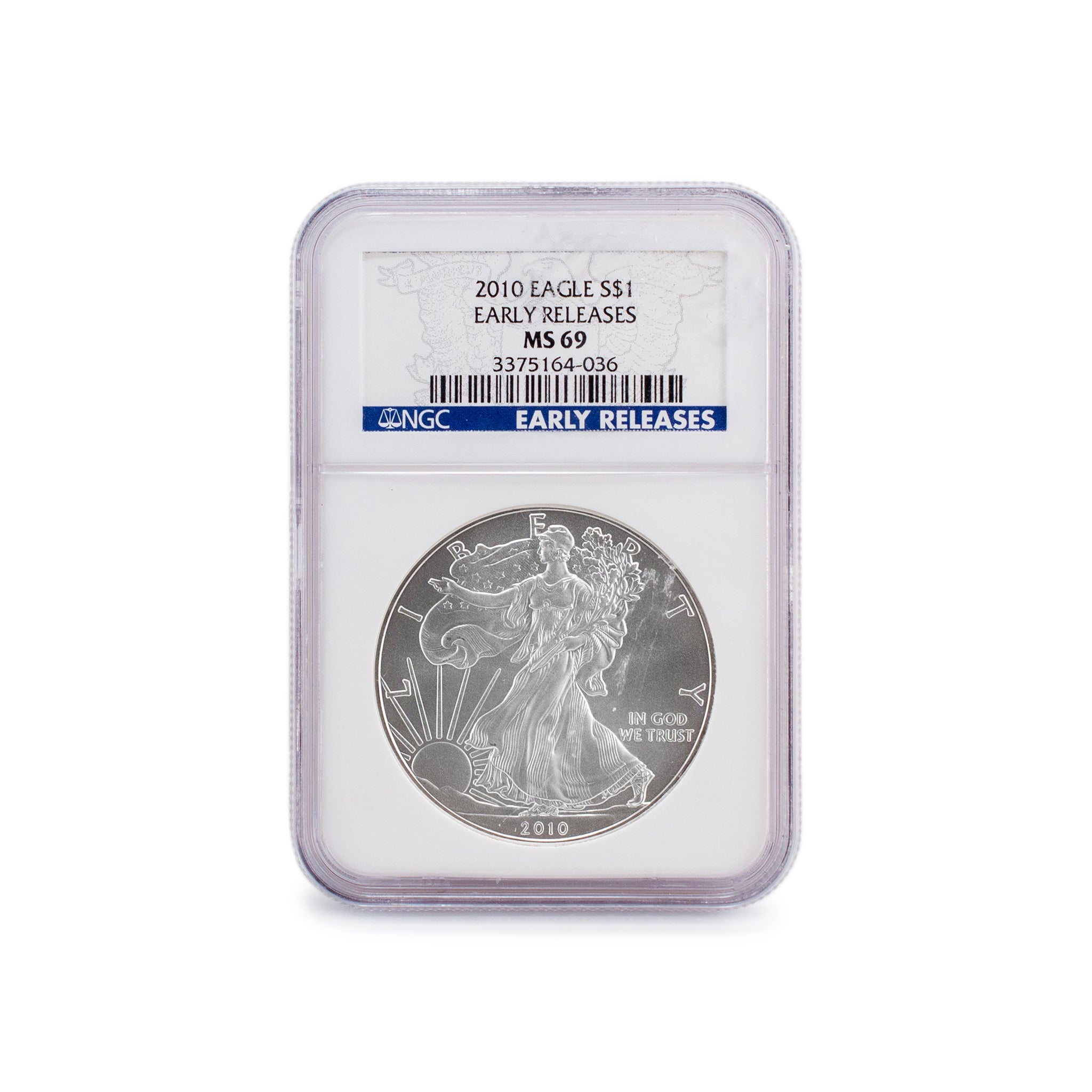 2010 1 Oz NGC MS 69 1$ Fine 999 Silver American Eagle Liberty Coin