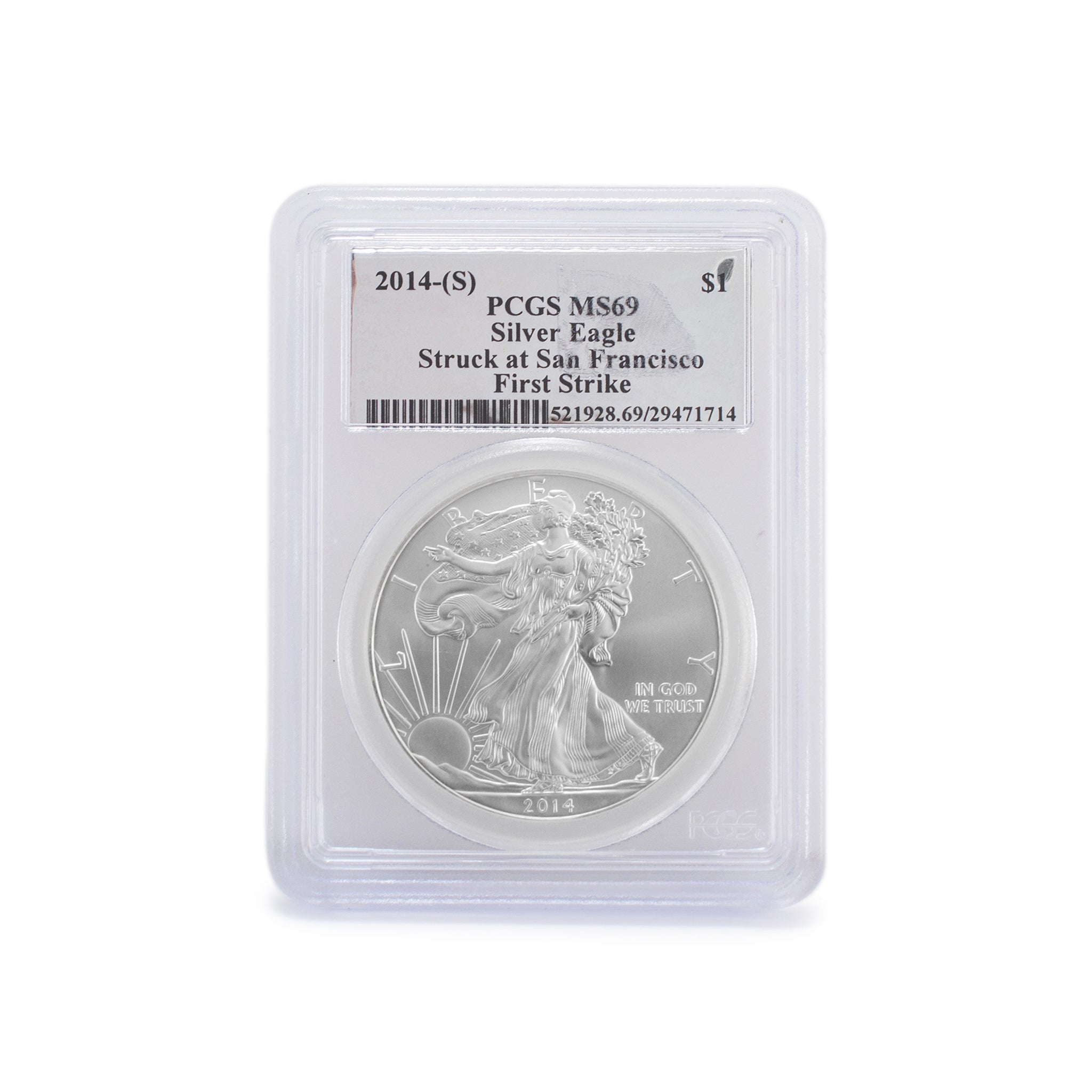2014-S PCGS MS69 First Strike 1OZ 999 Silver $1 American Eagle Liberty Coin