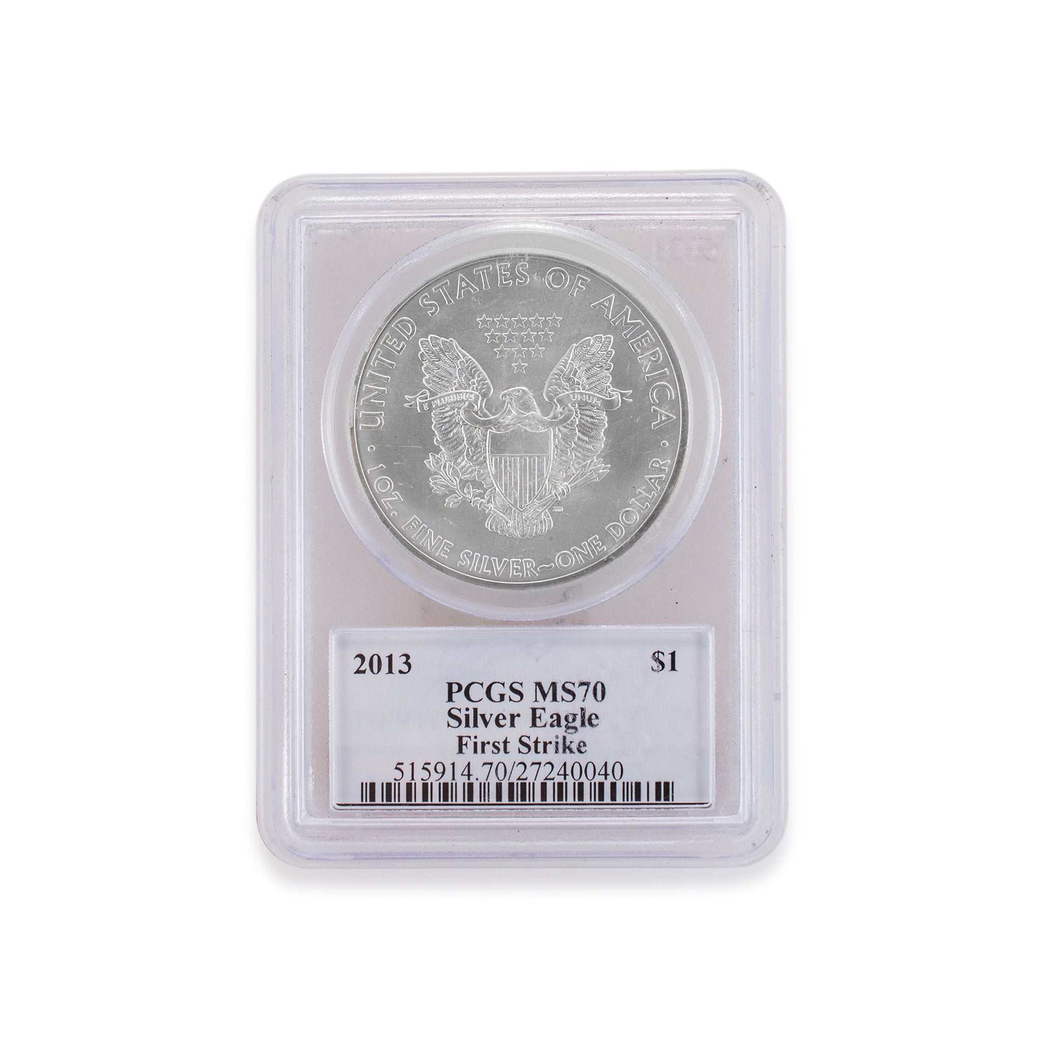 2013 PCGS MS70 First Strike 1OZ 999 Silver $1 American Eagle Liberty Coin