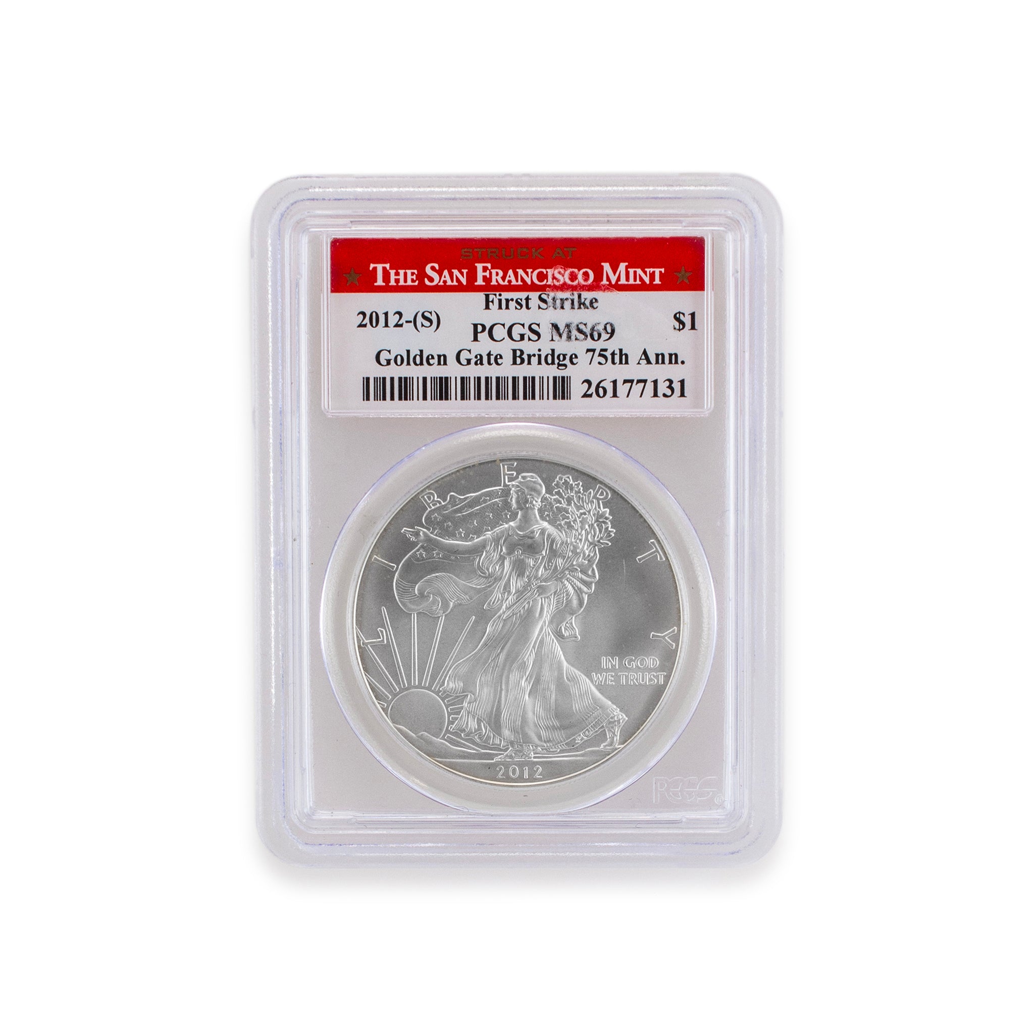 2012-S PCGS MS69 Golden Gate Bridge 75th Anniversary Red Label $1 Eagle Coin