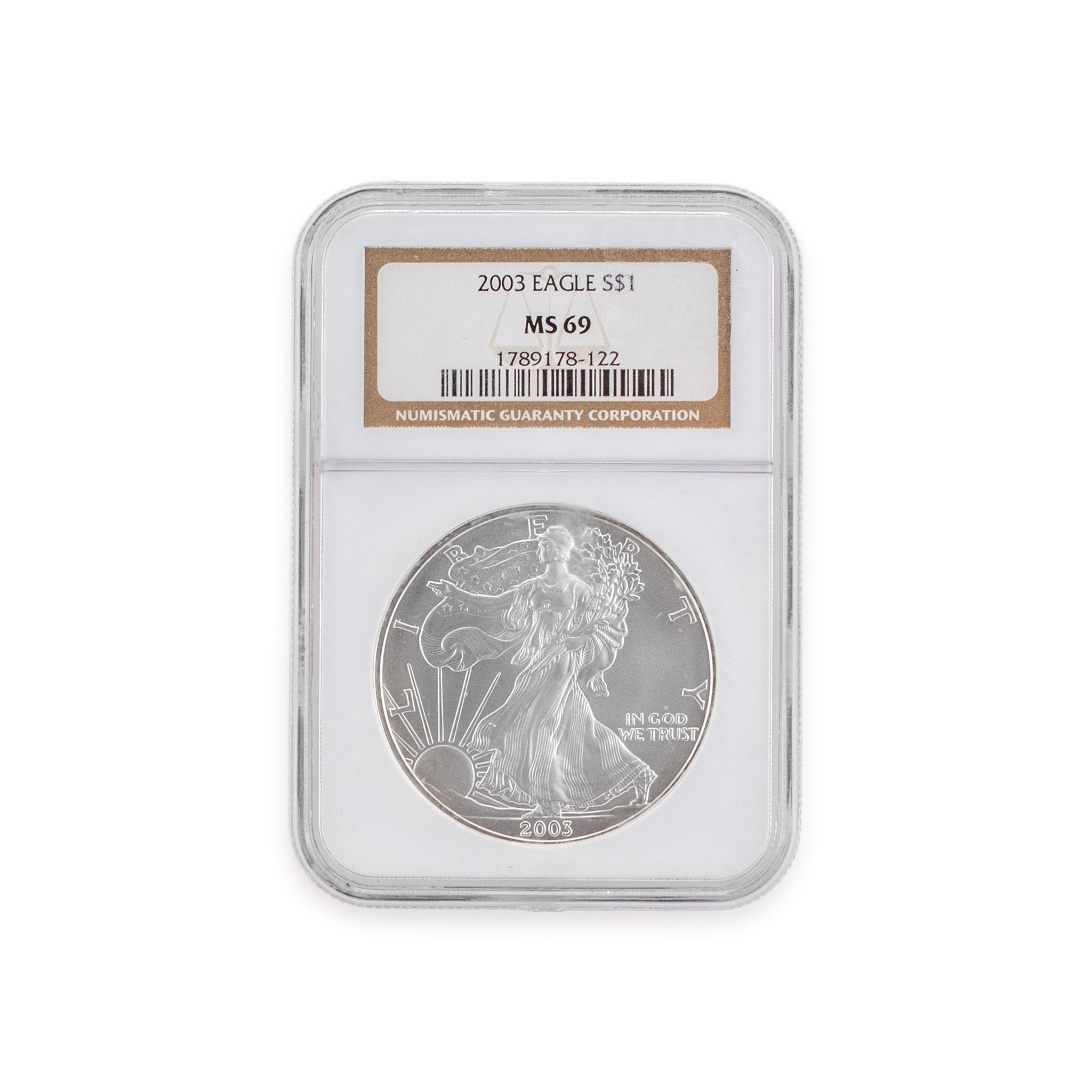 2003 1 Oz NGC MS 69 1$ 999 Fine Silver American Eagle Liberty Coin