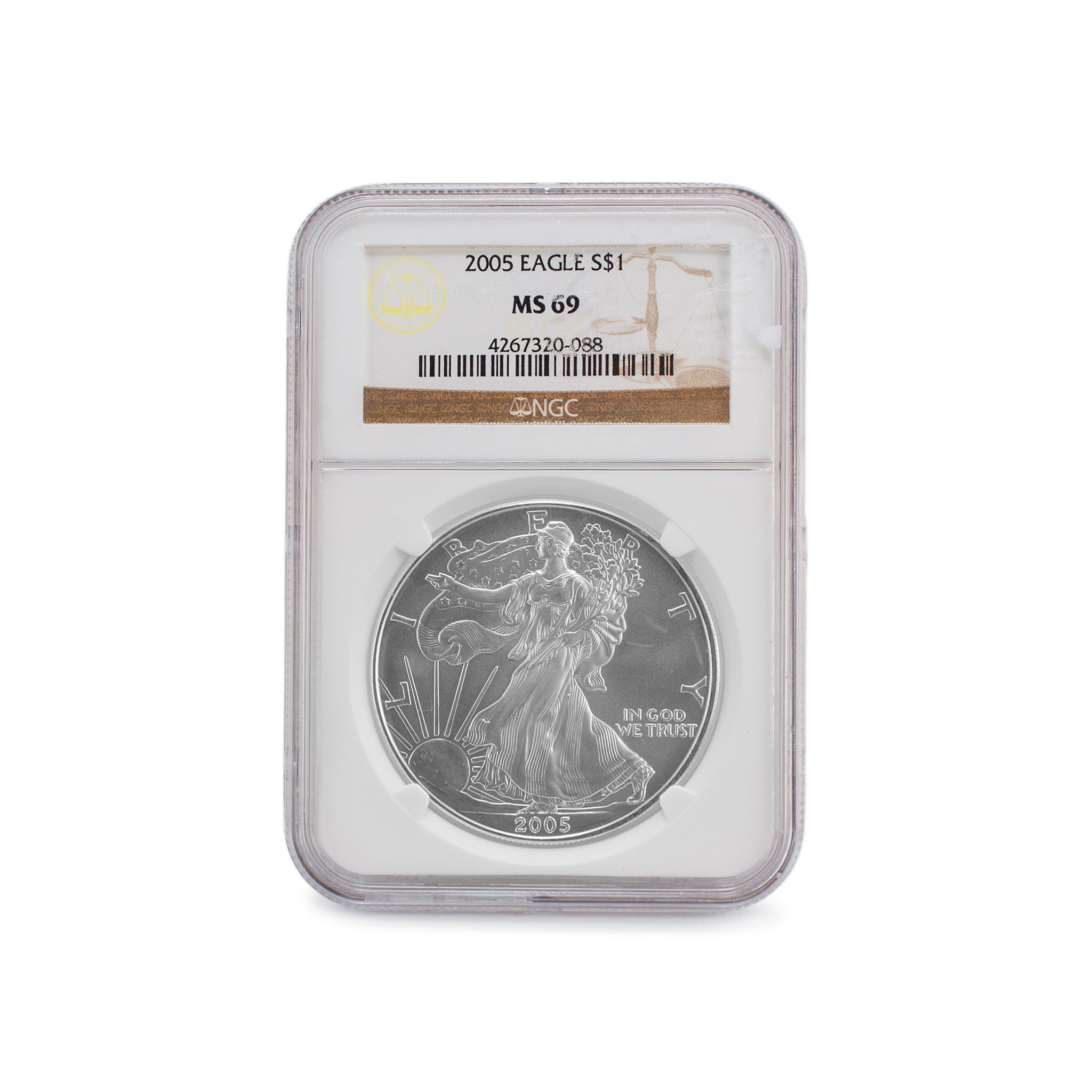 2005 1 Oz NGC MS 69 1$ Fine 999 Silver American Eagle Liberty Coin
