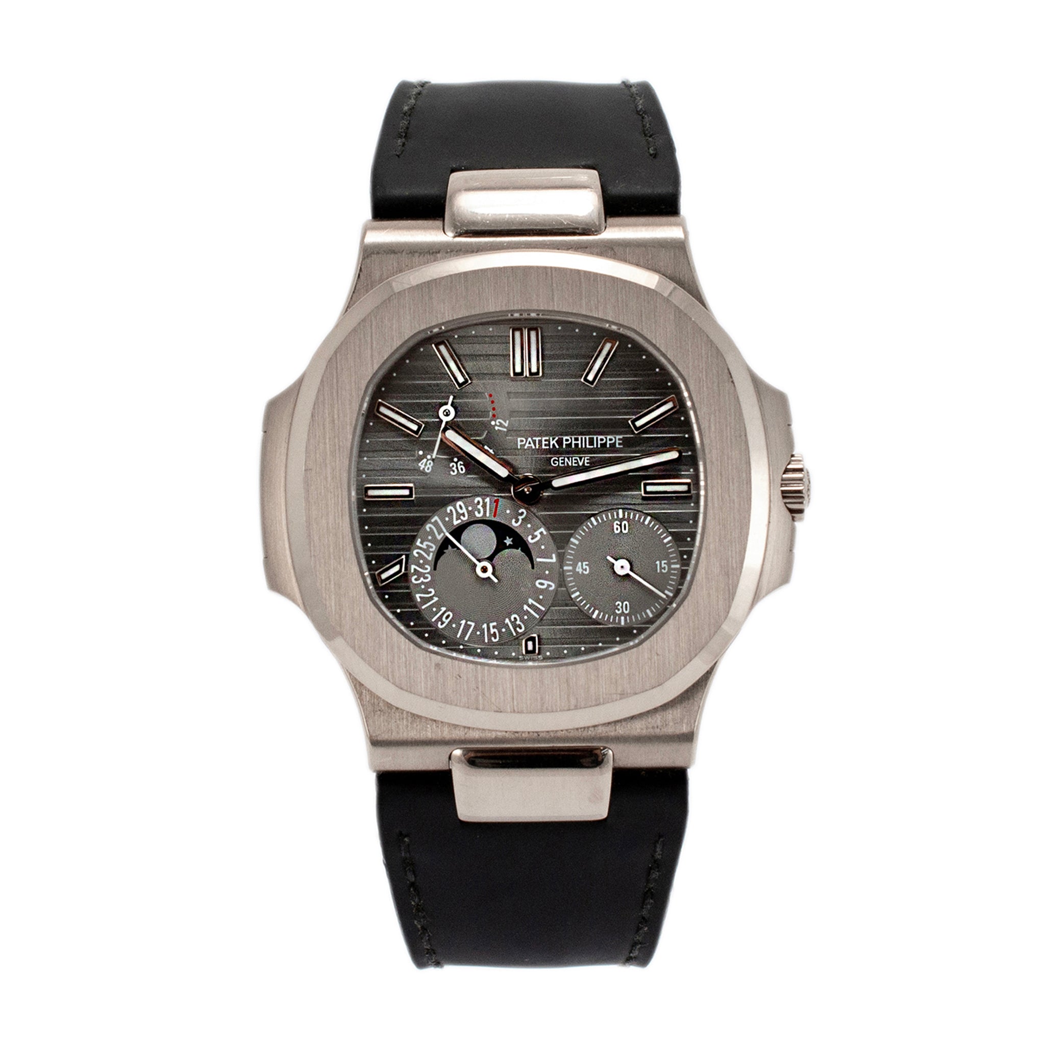 2014 Patek Philippe Nautilus 40MM 5712G Moonphase Grey Dial 18K White Gold Watch