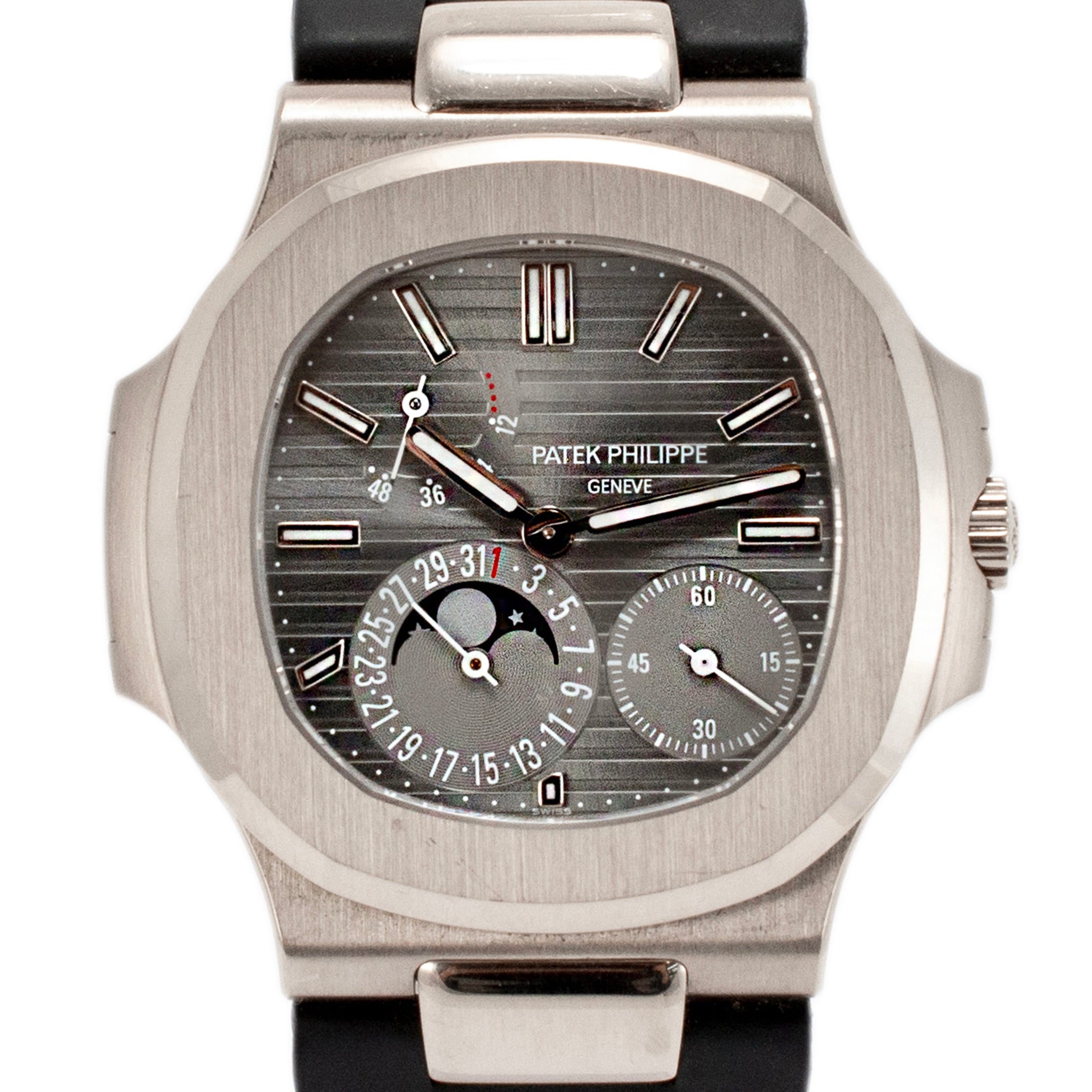 2014 Patek Philippe Nautilus 40MM 5712G Moonphase Grey Dial 18K White Gold Watch