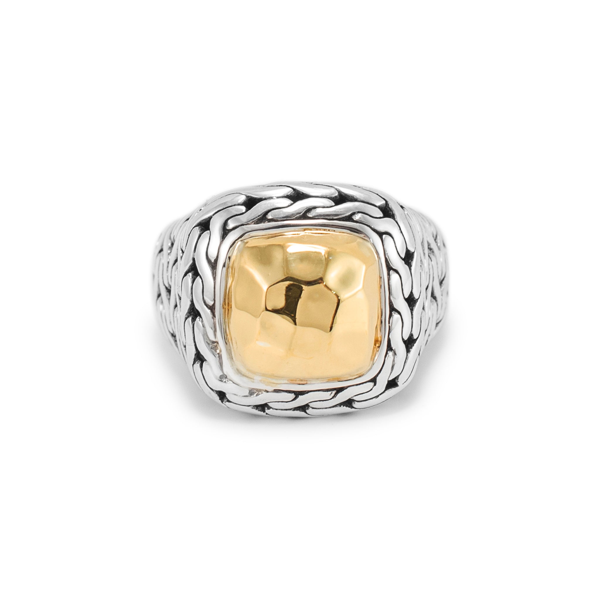 John Hardy Palu 22K Yellow Gold & 925 Sterling Silver Hammered Cocktail Ring