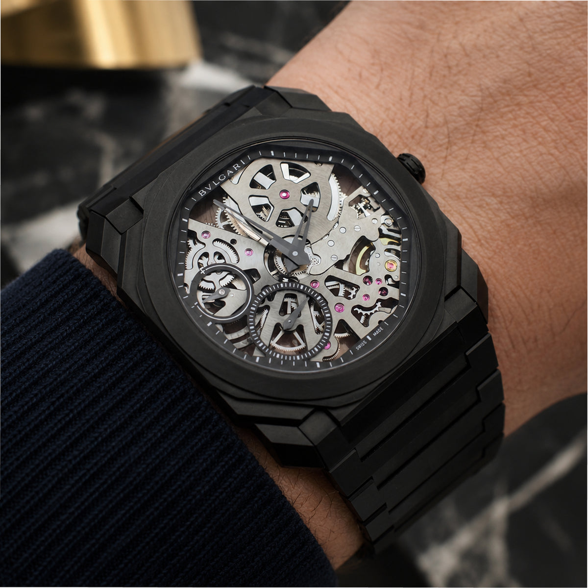 2021 Bvlgari Octo Finissimo 40MM 103010 Titanium Black Ceramic Skeleton Watch
