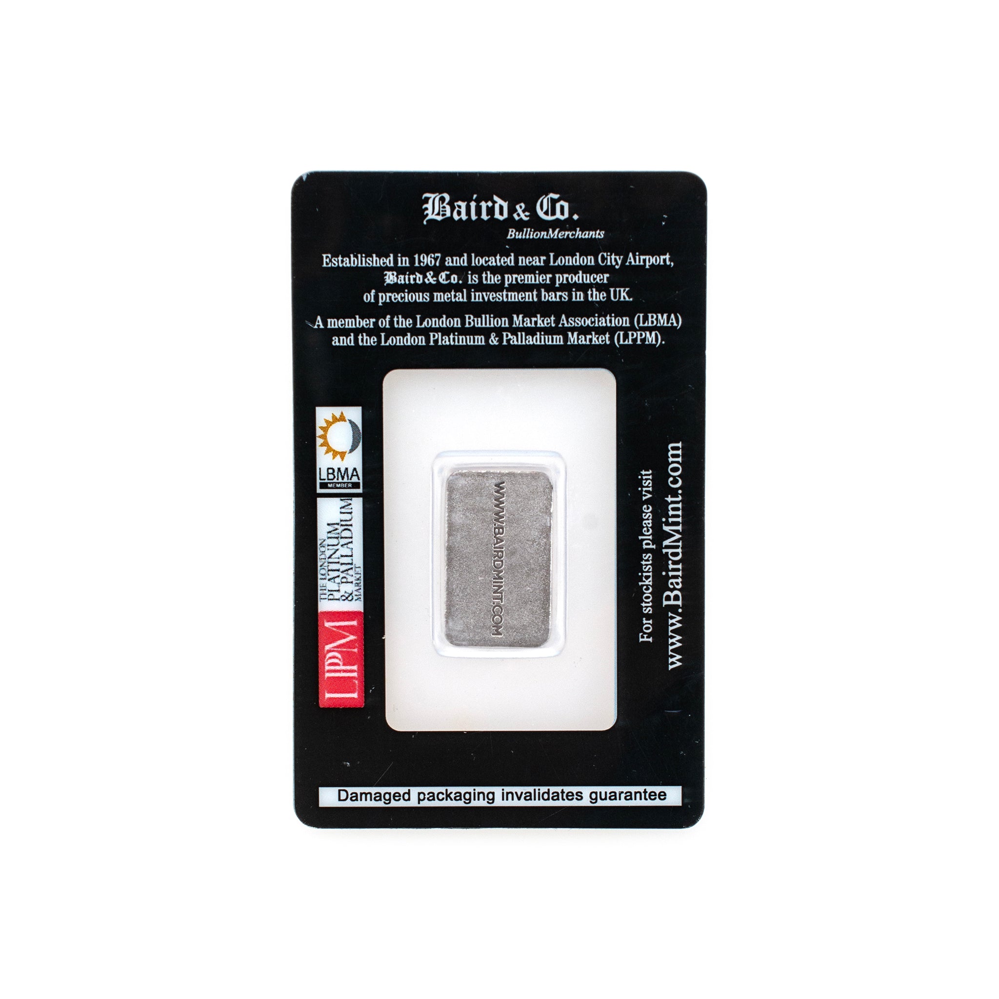 Baird & Co. Mint 1/10 Oz 999 Fine Rhodium Bar