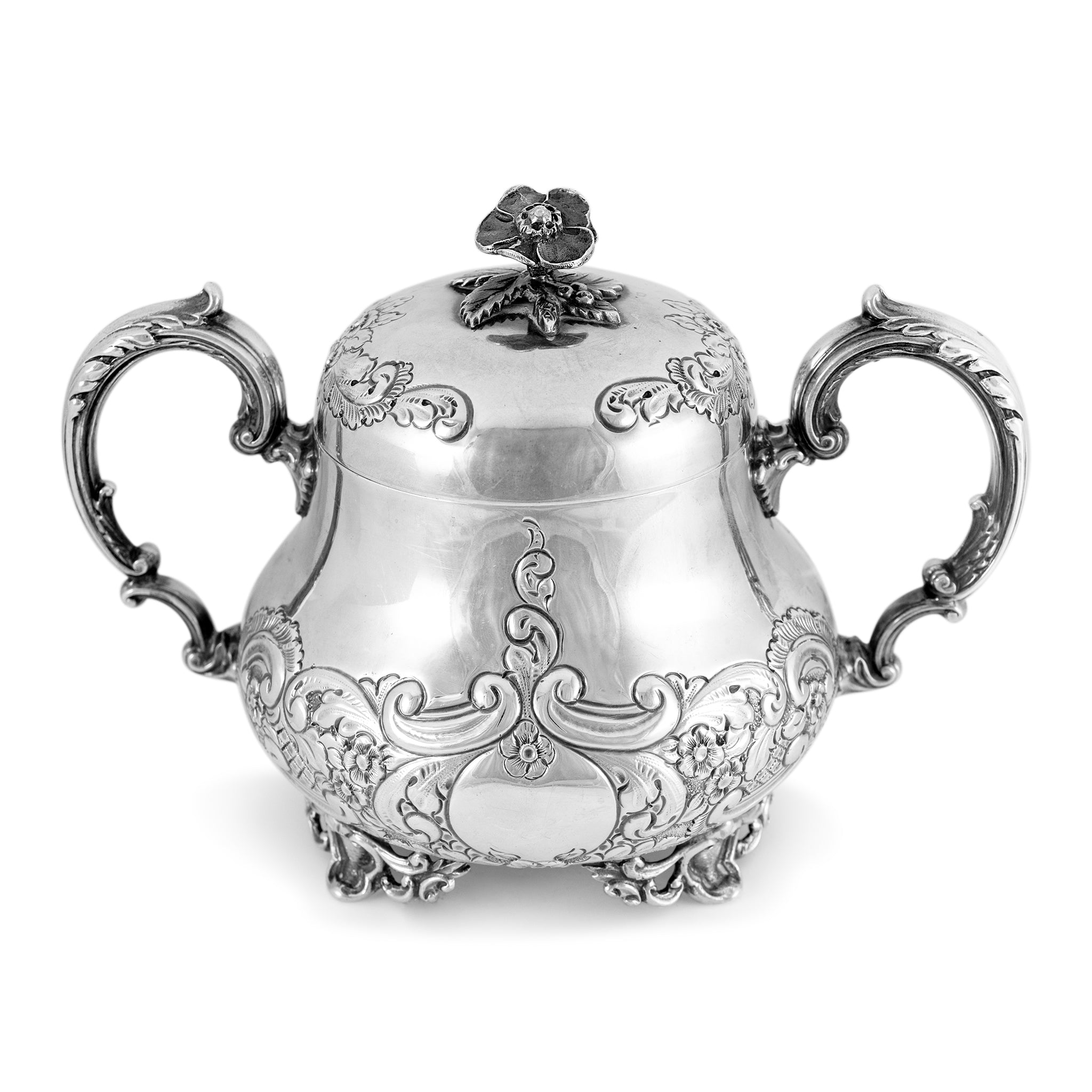 Antique J.G Ltd Heavy 925 Sterling Silver Sugar Bowl & Cover Individual Tea Set