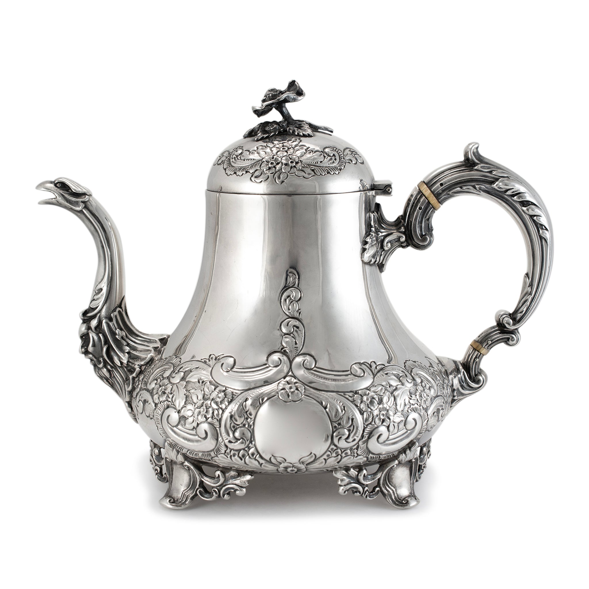 Antique J.G Ltd Heavy 925 Sterling Silver a Teapot With Hinged Cover