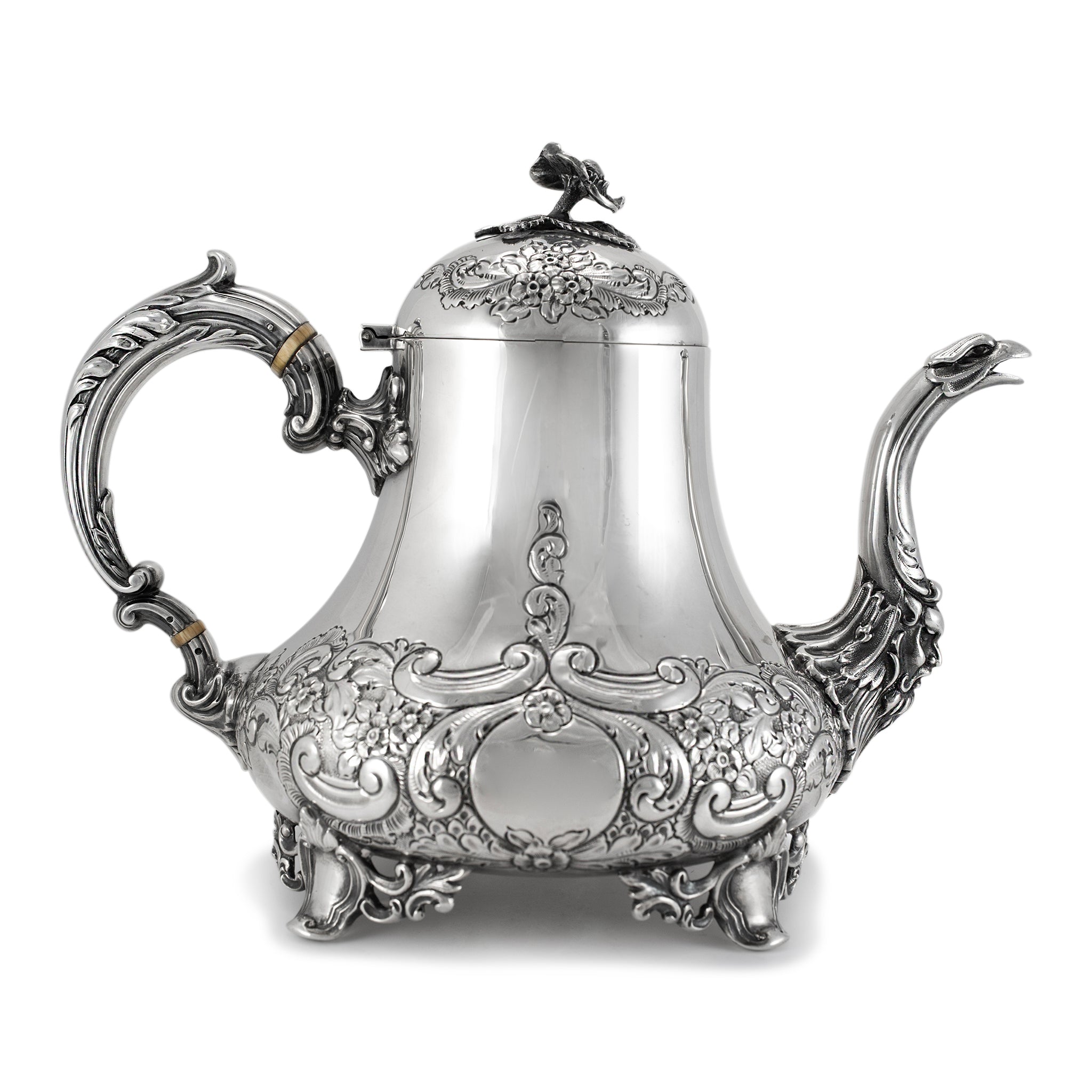 Antique J.G Ltd Heavy 925 Sterling Silver a Teapot With Hinged Cover