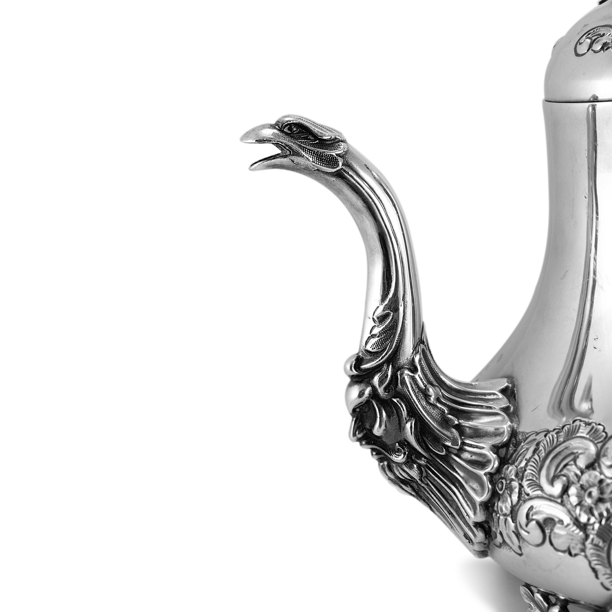 Antique J.G Ltd Heavy 925 Sterling Silver a Teapot With Hinged Cover