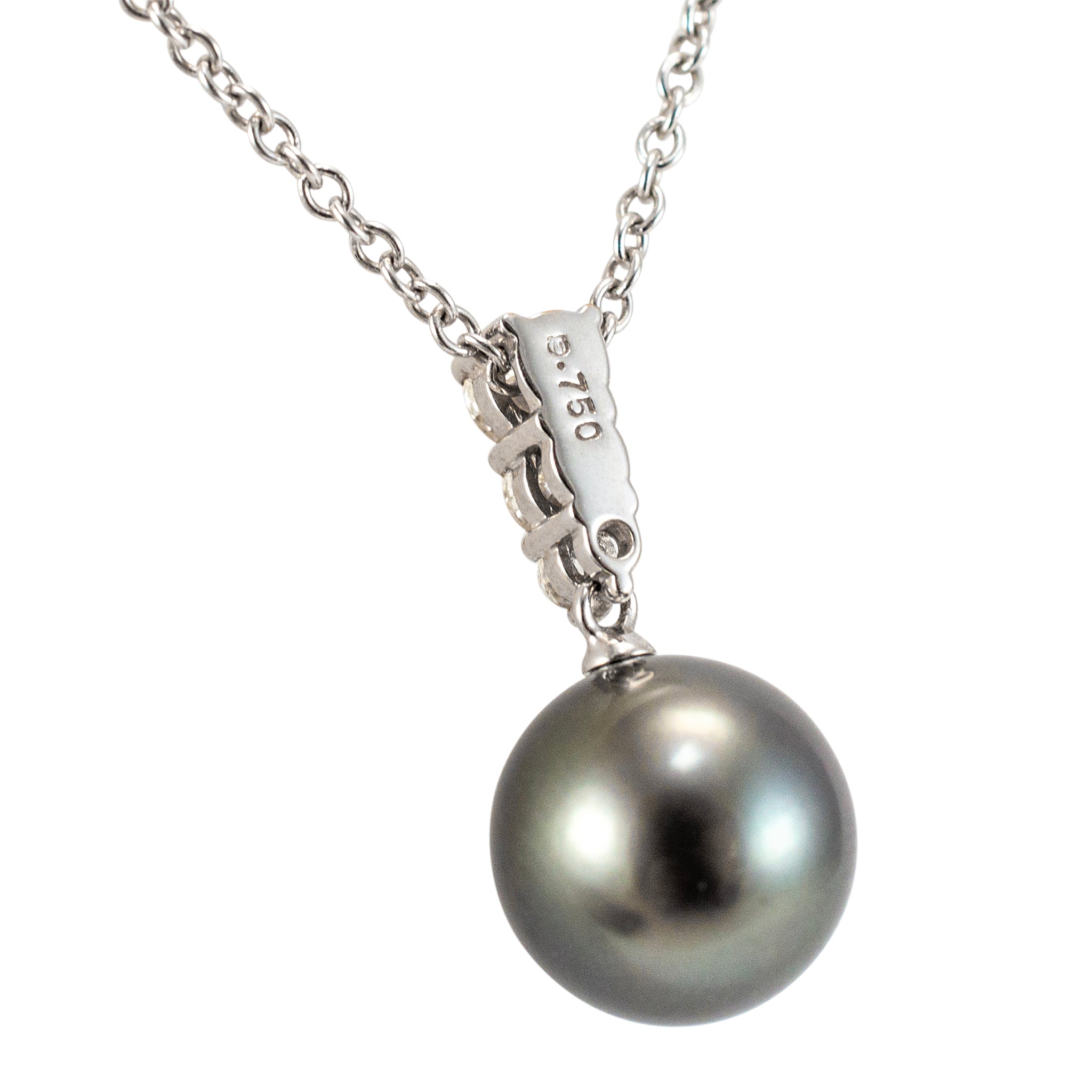 Mikimoto Morning Dew 18K White Gold South Sea Pearl Diamond Pendant Necklace