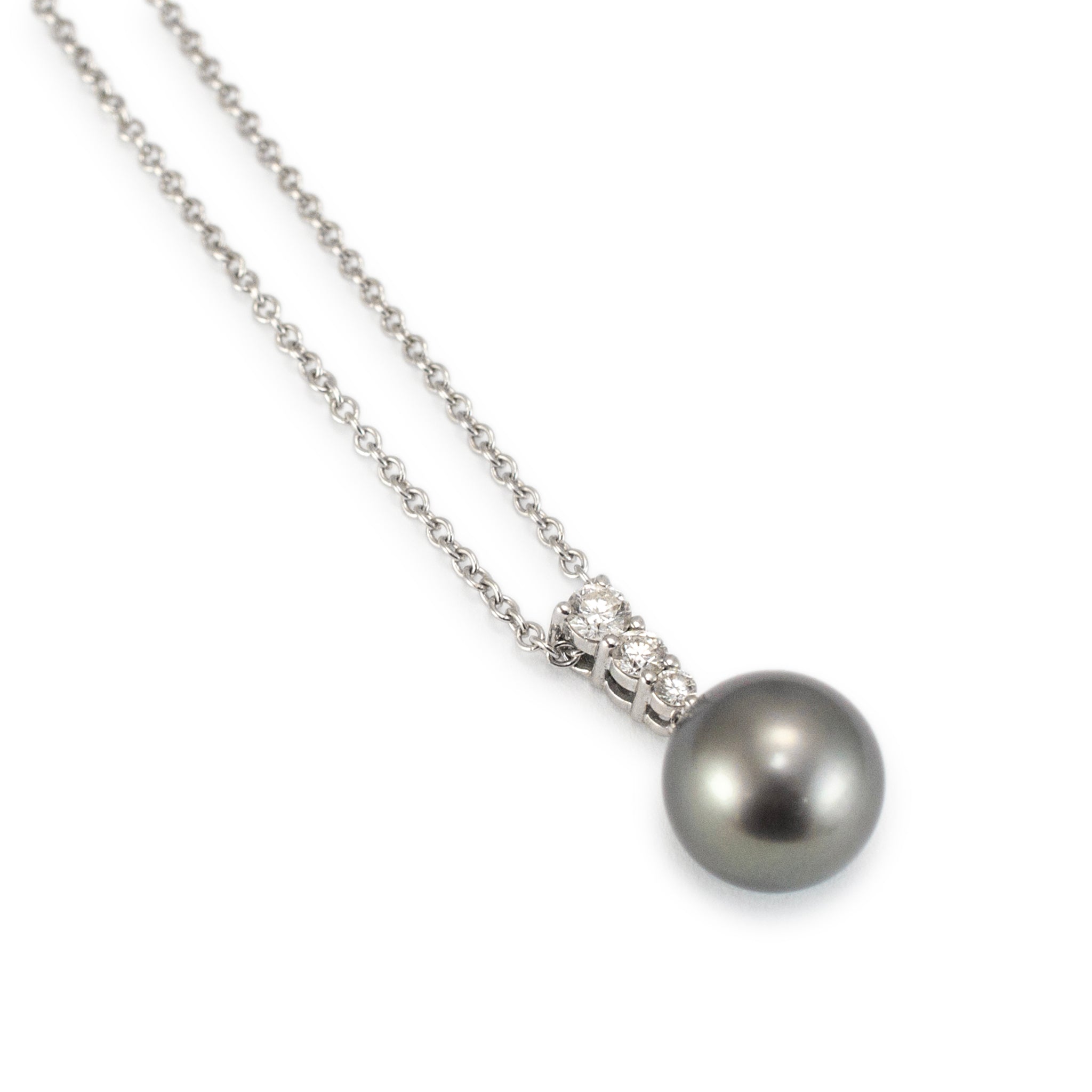 Mikimoto Morning Dew 18K White Gold South Sea Pearl Diamond Pendant Necklace