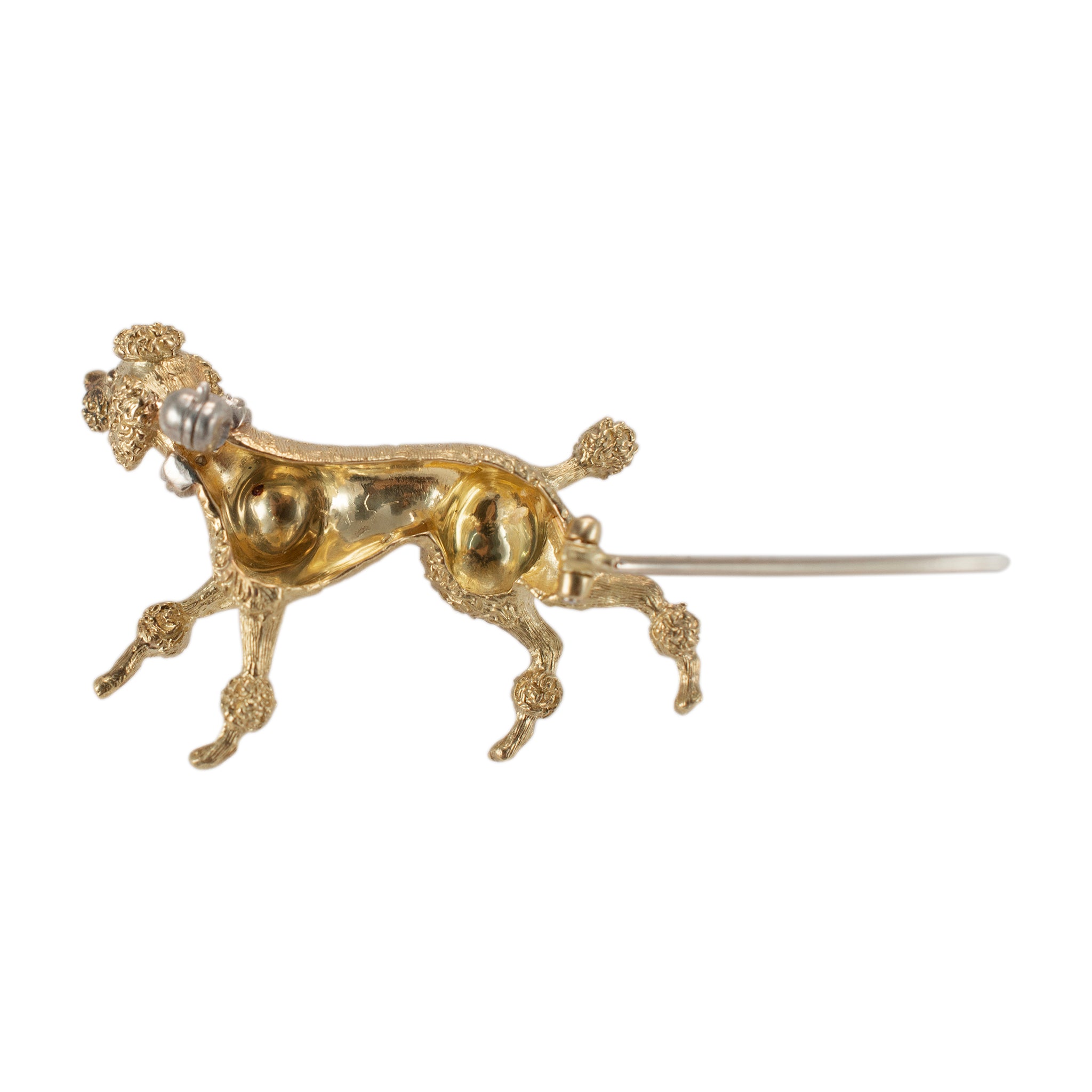 Vintage 18K Yellow Gold Diamond French Poodle Brooch