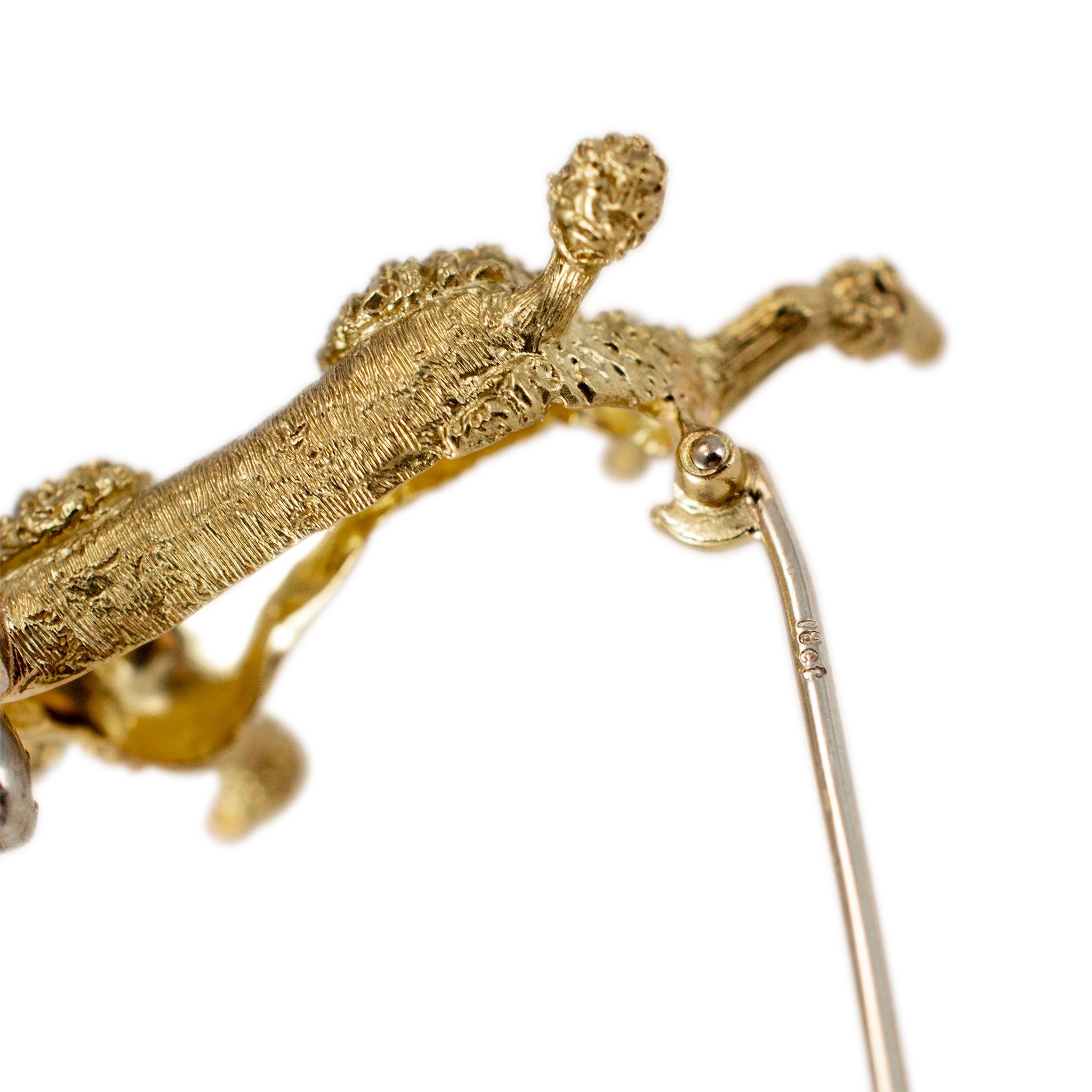 Vintage 18K Yellow Gold Diamond French Poodle Brooch