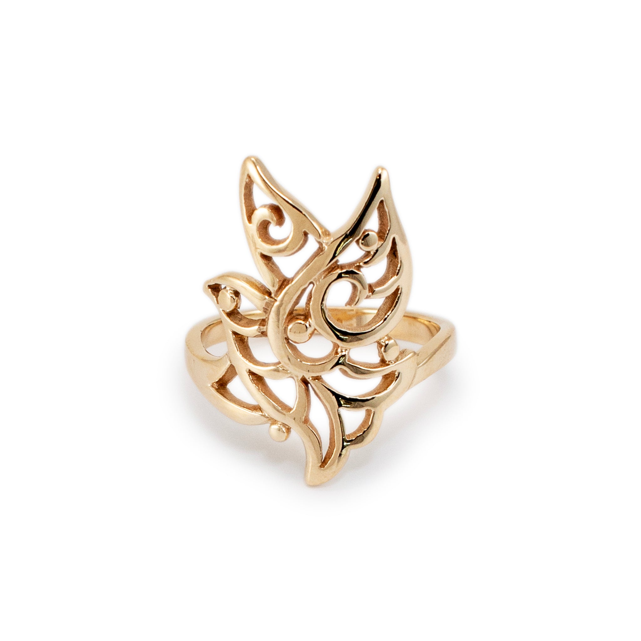 James Avery Retired 14K Yellow Gold Openwork Bird in Flight Dove Cocktail Ring