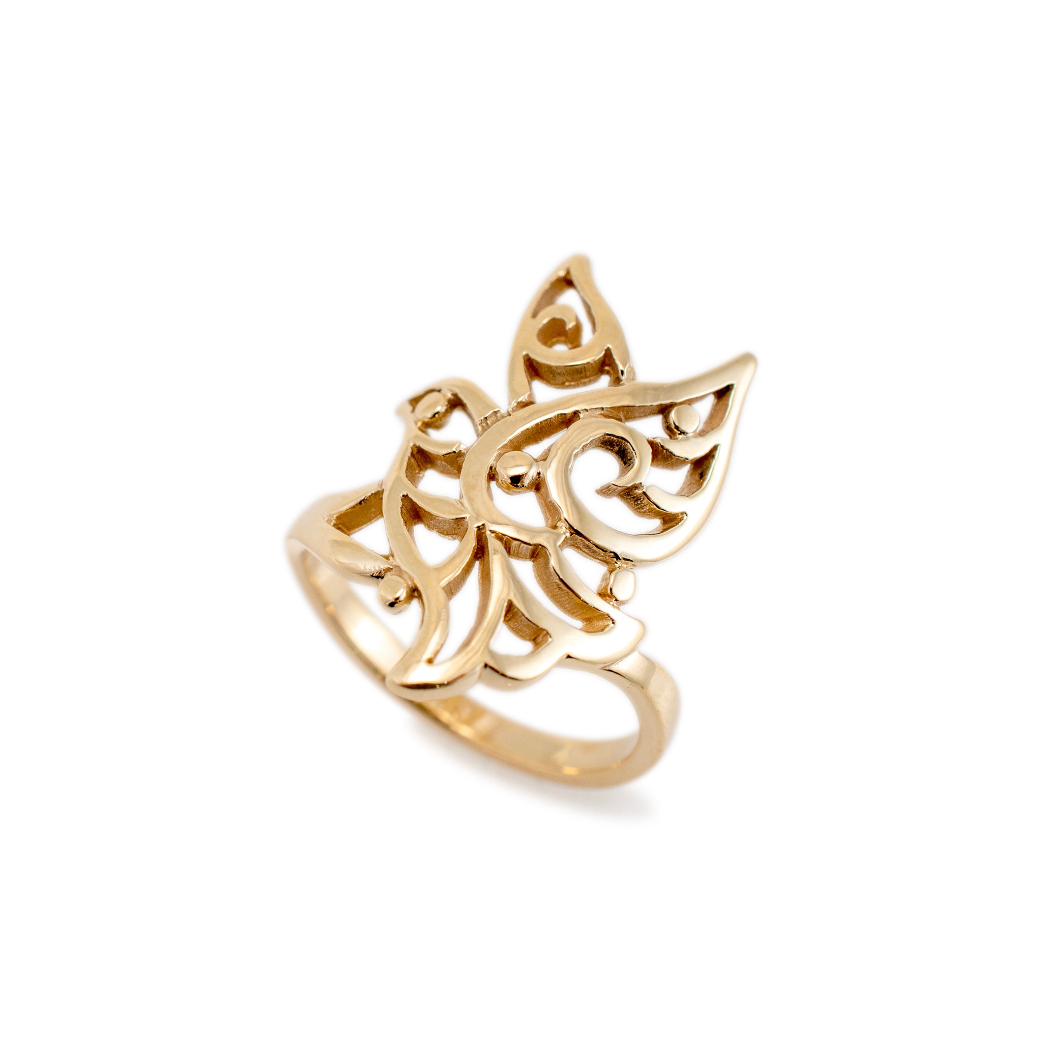 James Avery Retired 14K Yellow Gold Openwork Bird in Flight Dove Cocktail Ring