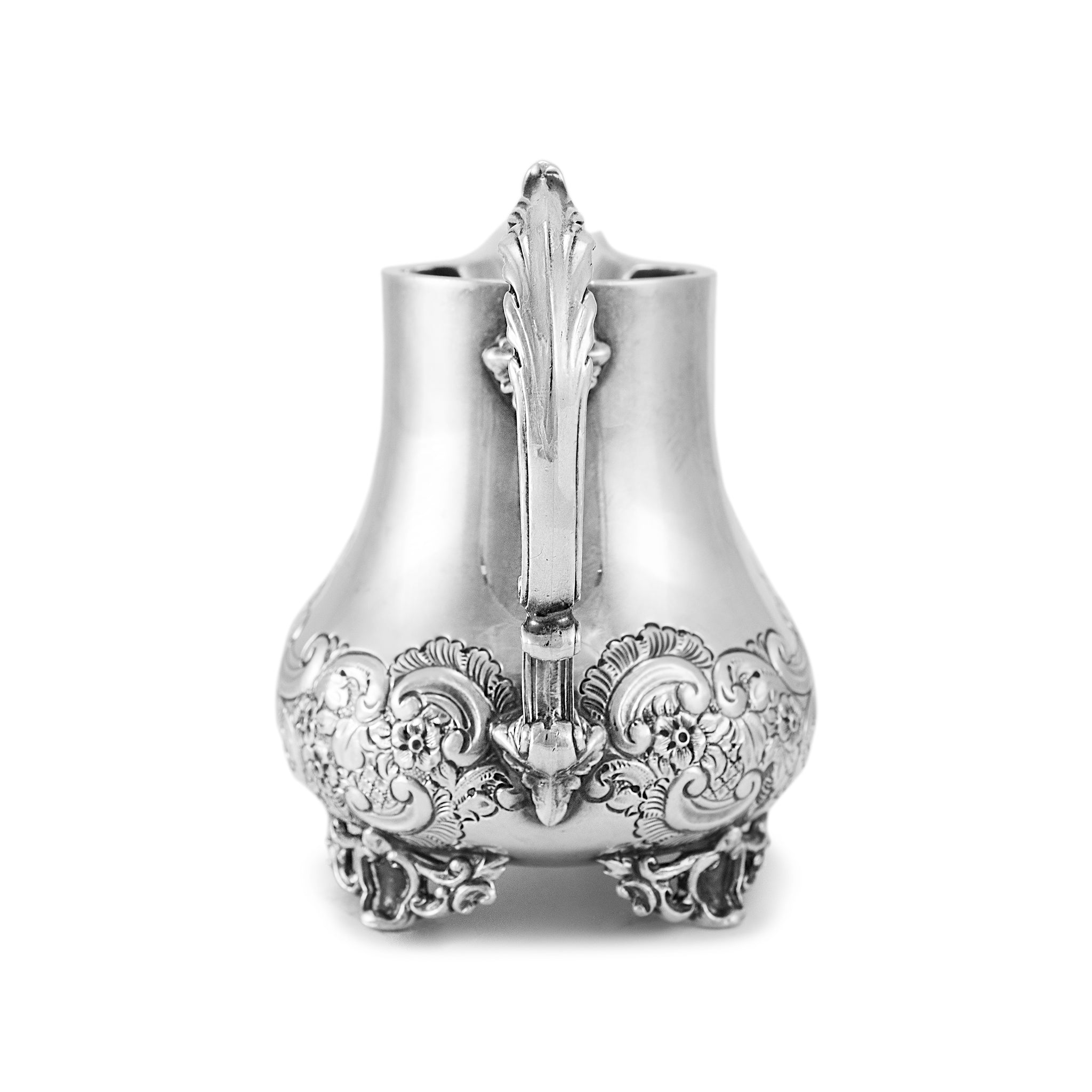 Antique J.G Ltd Heavy 925 Sterling Silver Hand Chase Cream Pitcher Pot