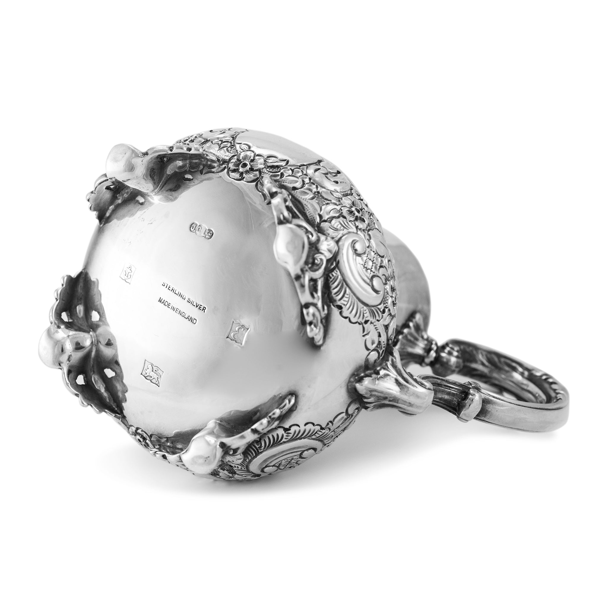 Antique J.G Ltd Heavy 925 Sterling Silver Hand Chase Cream Pitcher Pot