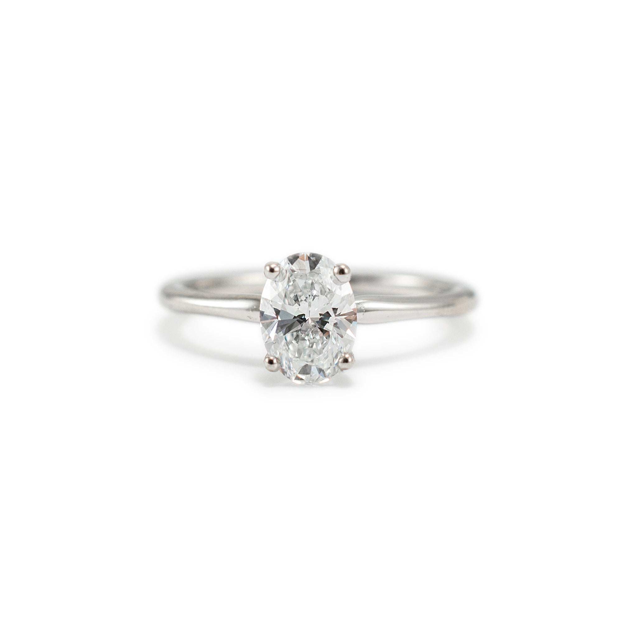 Ladies 14K White Gold Solitaire IGI Oval 1.04ct D SI1 Lab Grown Diamond Engagement Ring
