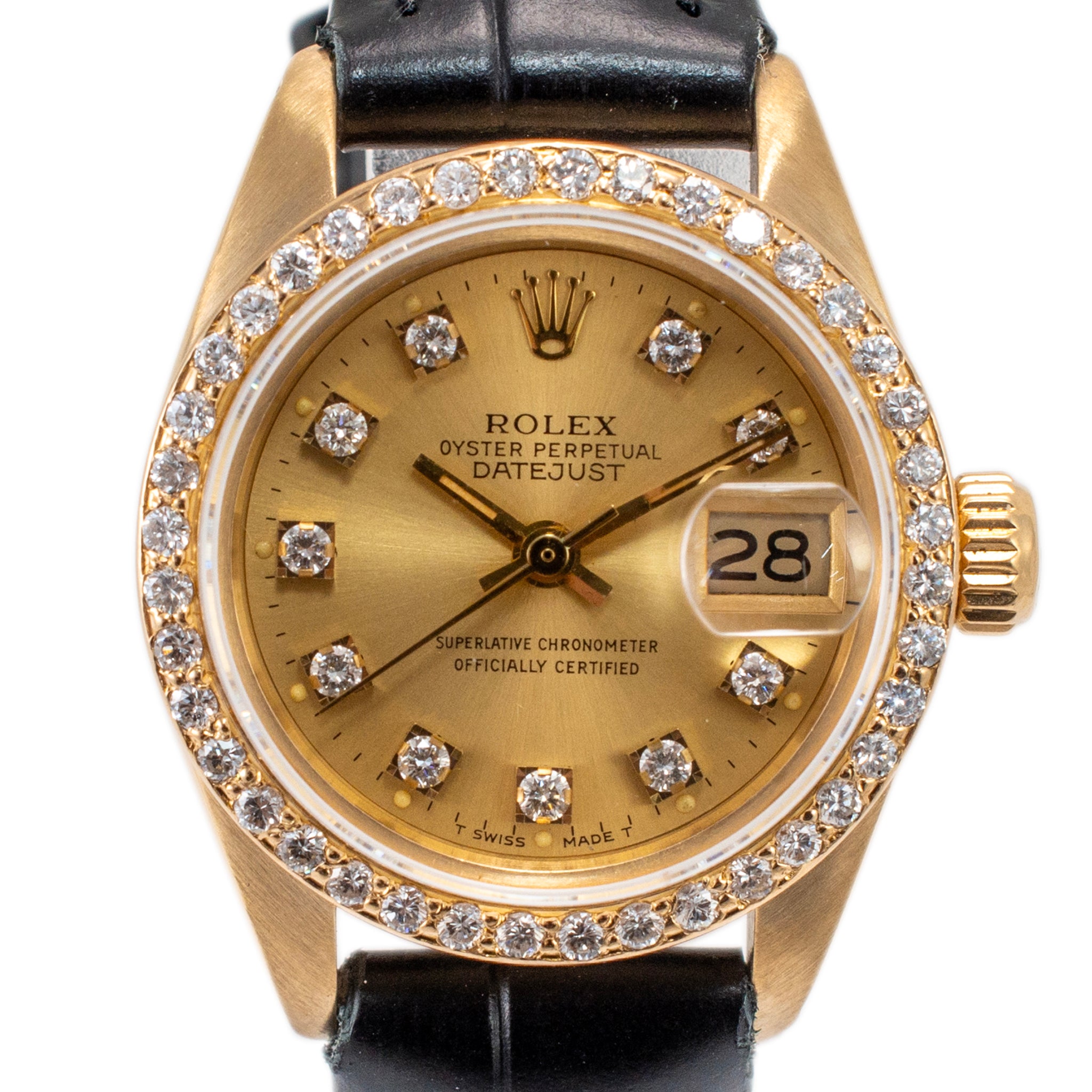 1982 Rolex Lady Datejust 26MM 6917 Champagne Diamond Bezel 18K Yellow Gold Watch