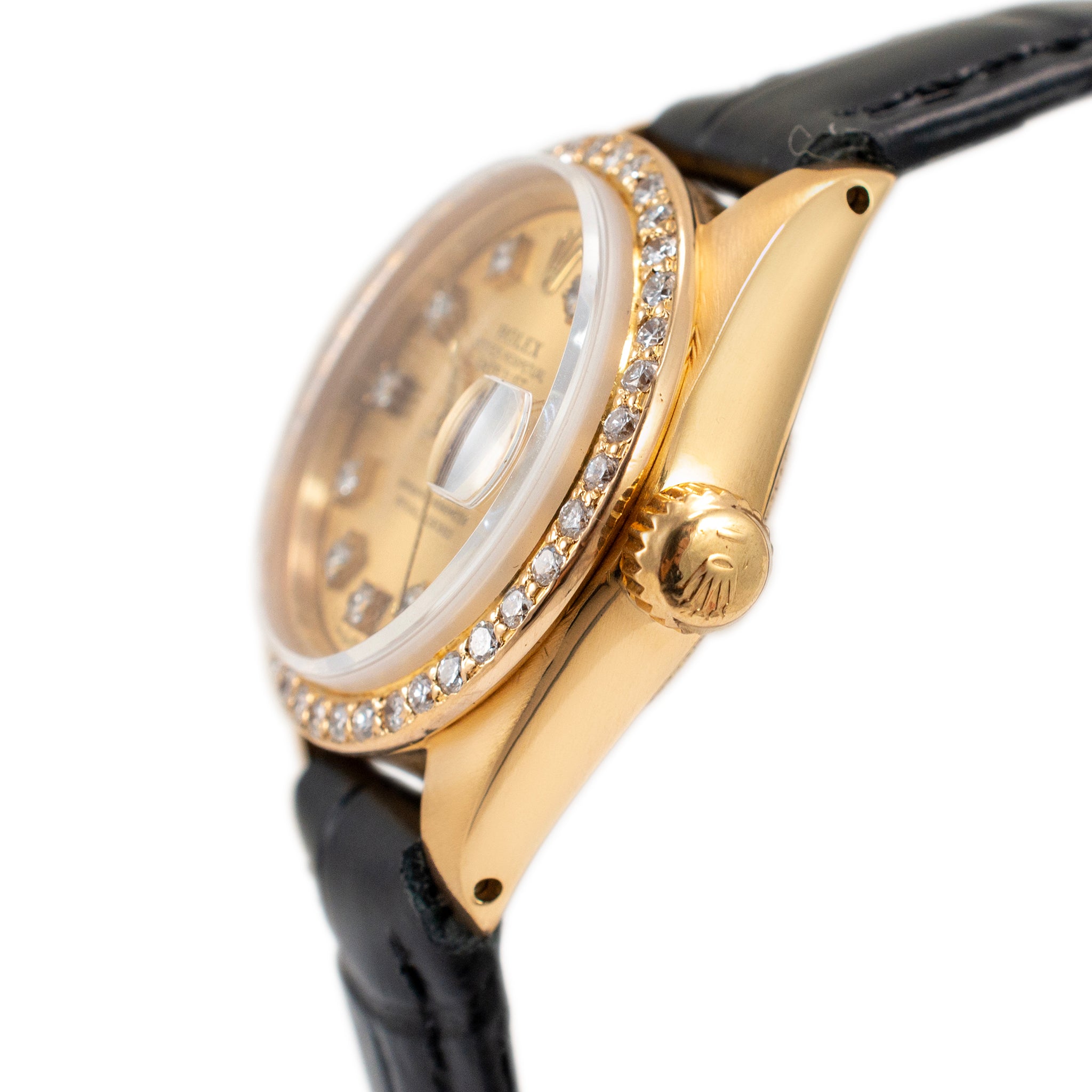 1982 Rolex Lady Datejust 26MM 6917 Champagne Diamond Bezel 18K Yellow Gold Watch