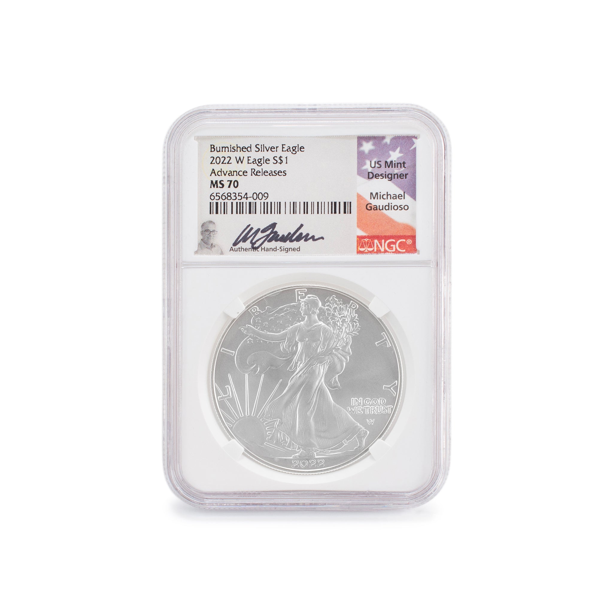 2022W NGC MS70 Advance Releases 1OZ 999 Silver $1 Michael Gaudioso Eagle Coin