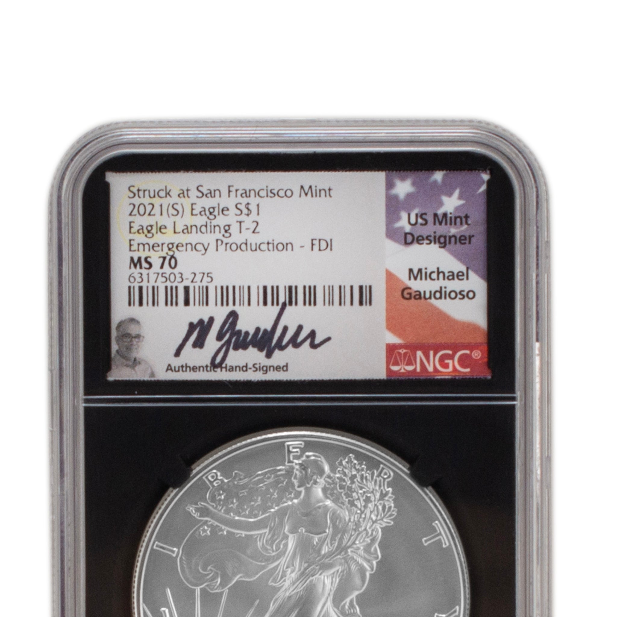 2021s NGC MS70 Type 2 1OZ 999 Silver $1 Michael Gaudioso Eagle Coin