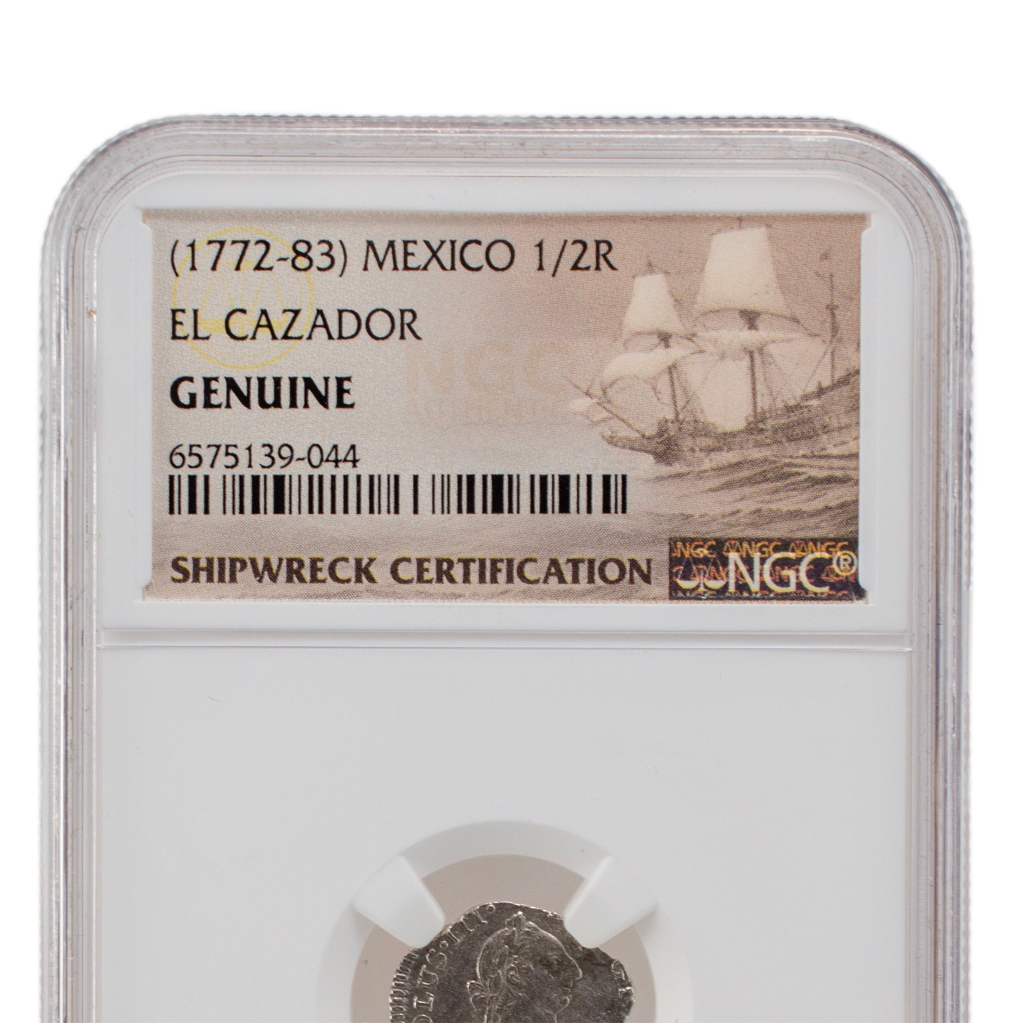 1772-83 NGC Genuine Silver 1/2R Mexico El Cazador Coin