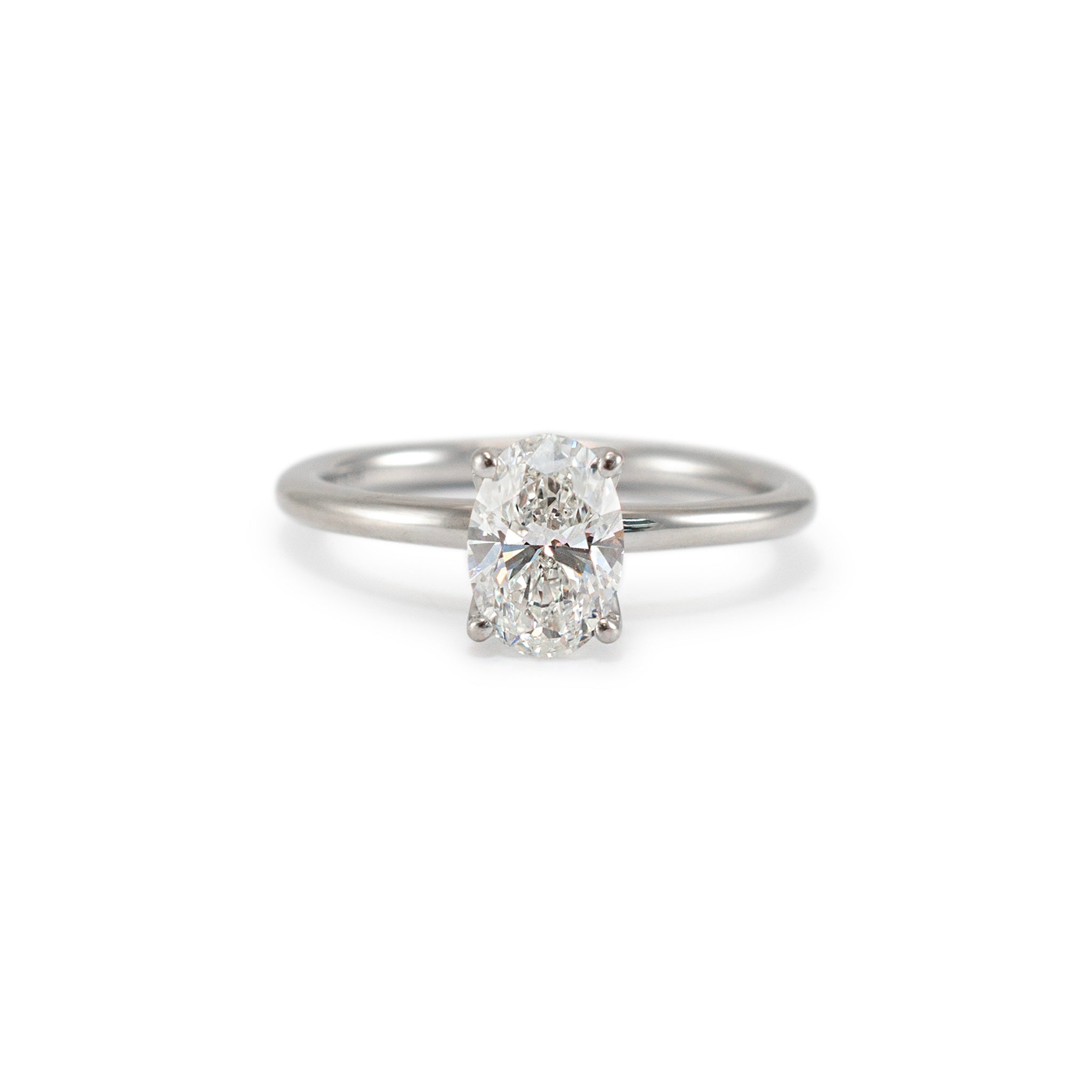 Ladies 14K White Gold IGI Oval 1.50ct Lab Grown Diamond Solitaire Engagement Ring