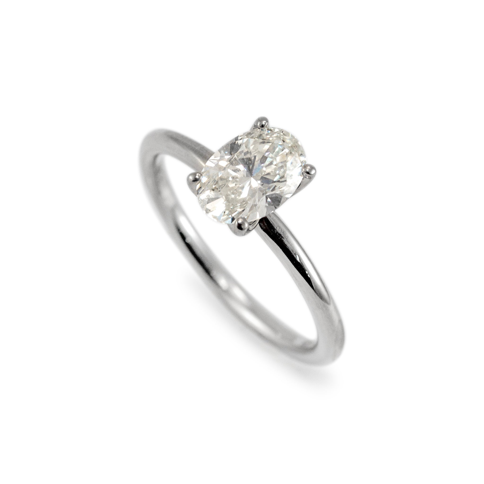 Ladies 14K White Gold IGI Oval 1.50ct Lab Grown Diamond Solitaire Engagement Ring